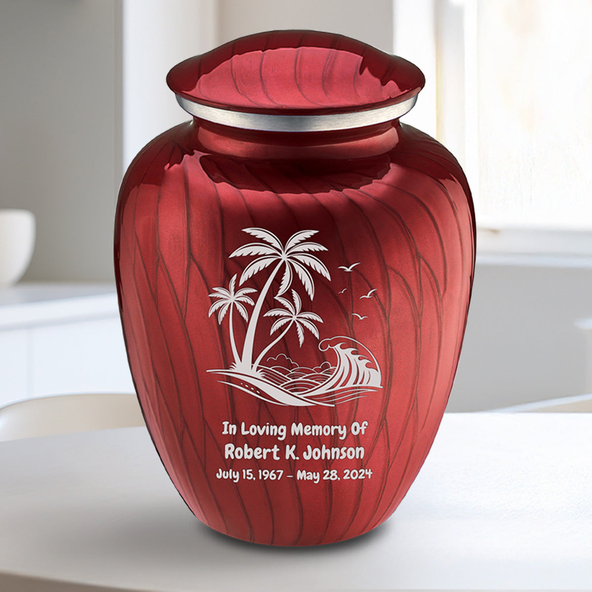 Medium Embrace Pearl Candy Red Palm Beach Cremation Urn