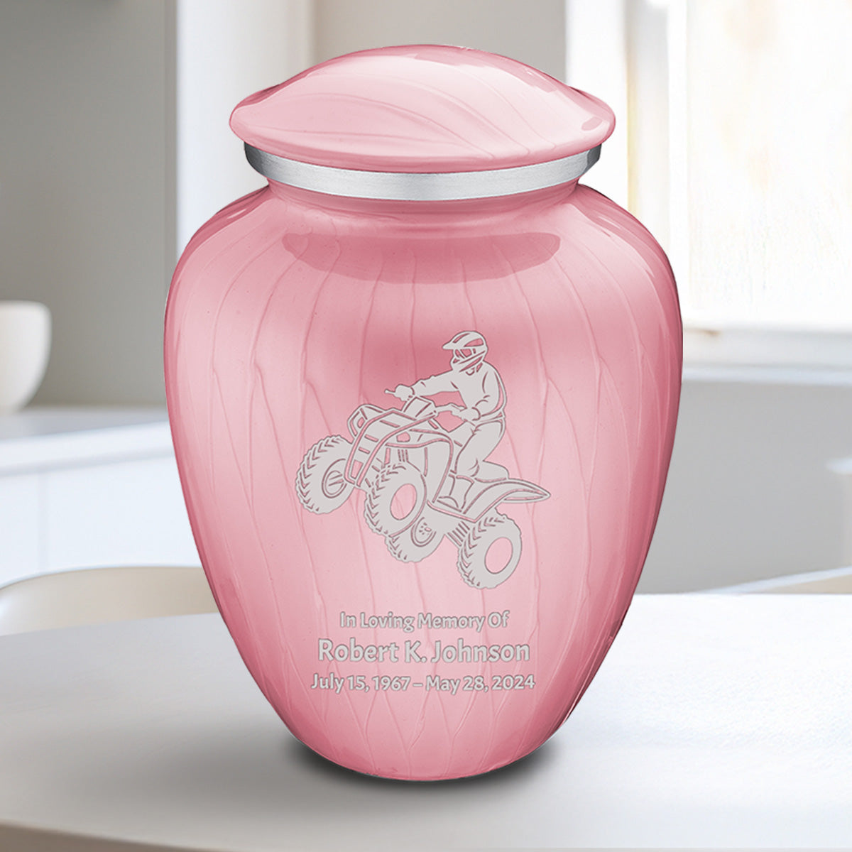 Medium Embrace Pearl Pink ATV Cremation Urn