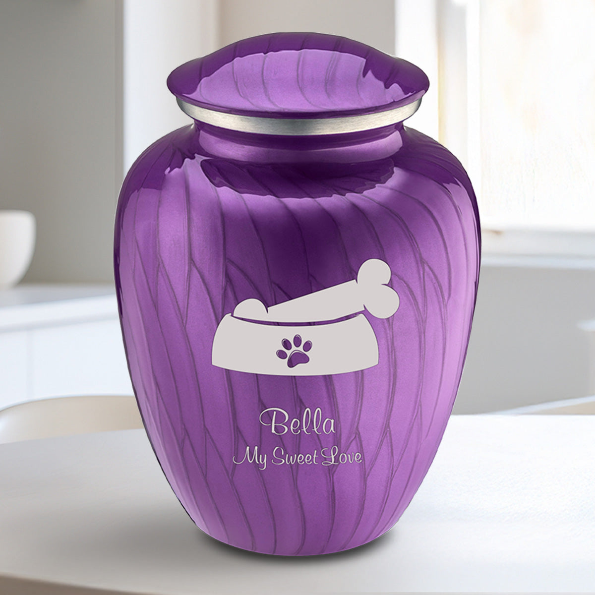Medium Embrace Pearl Purple Pet Dog Bone Cremation Urn