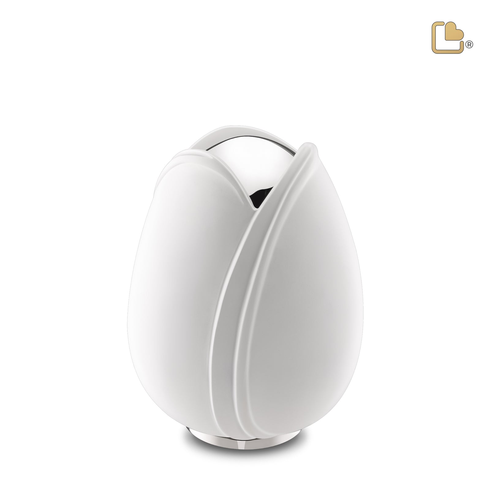 Tulip Medium Urn White & Polished Silver