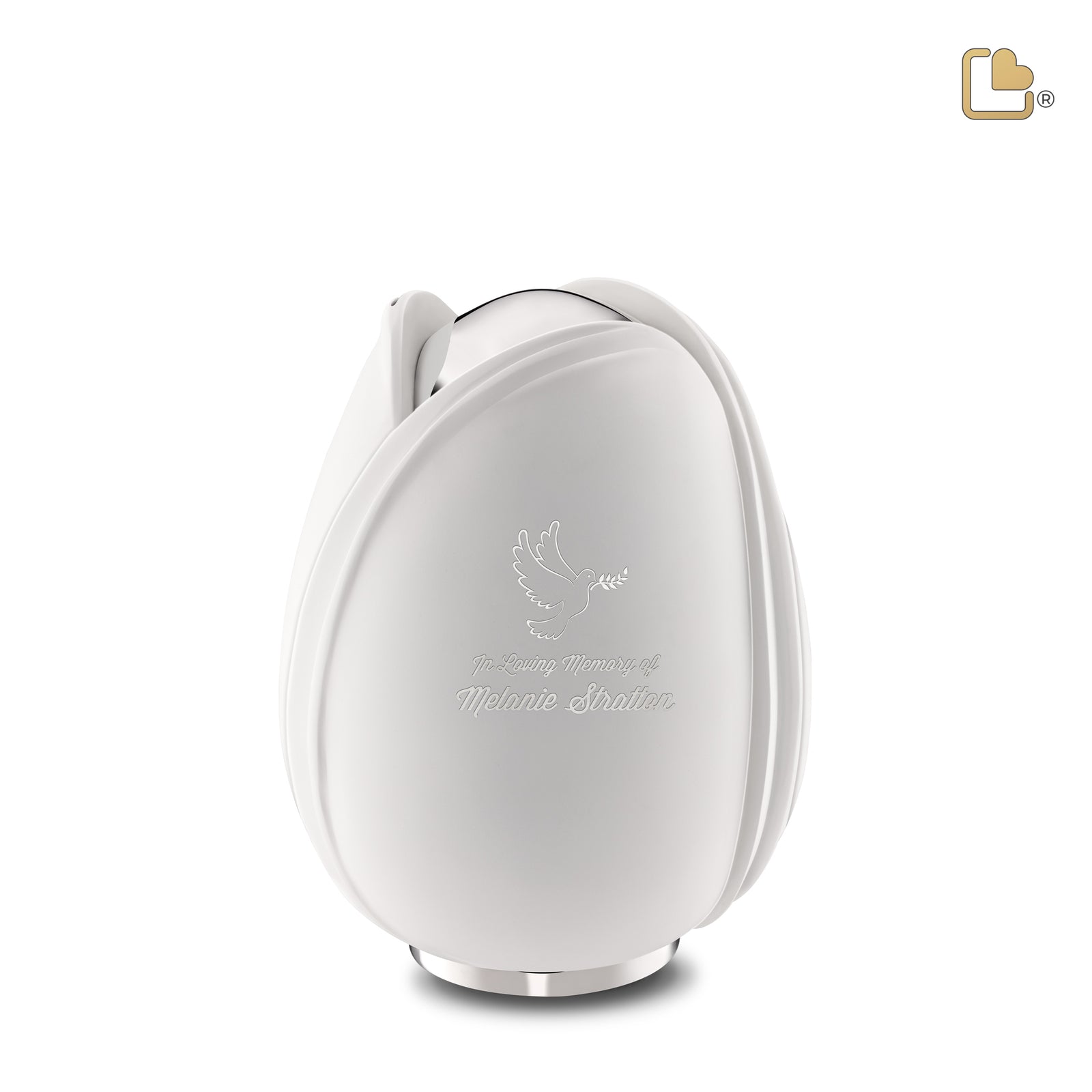 Tulip Medium Urn White & Polished Silver