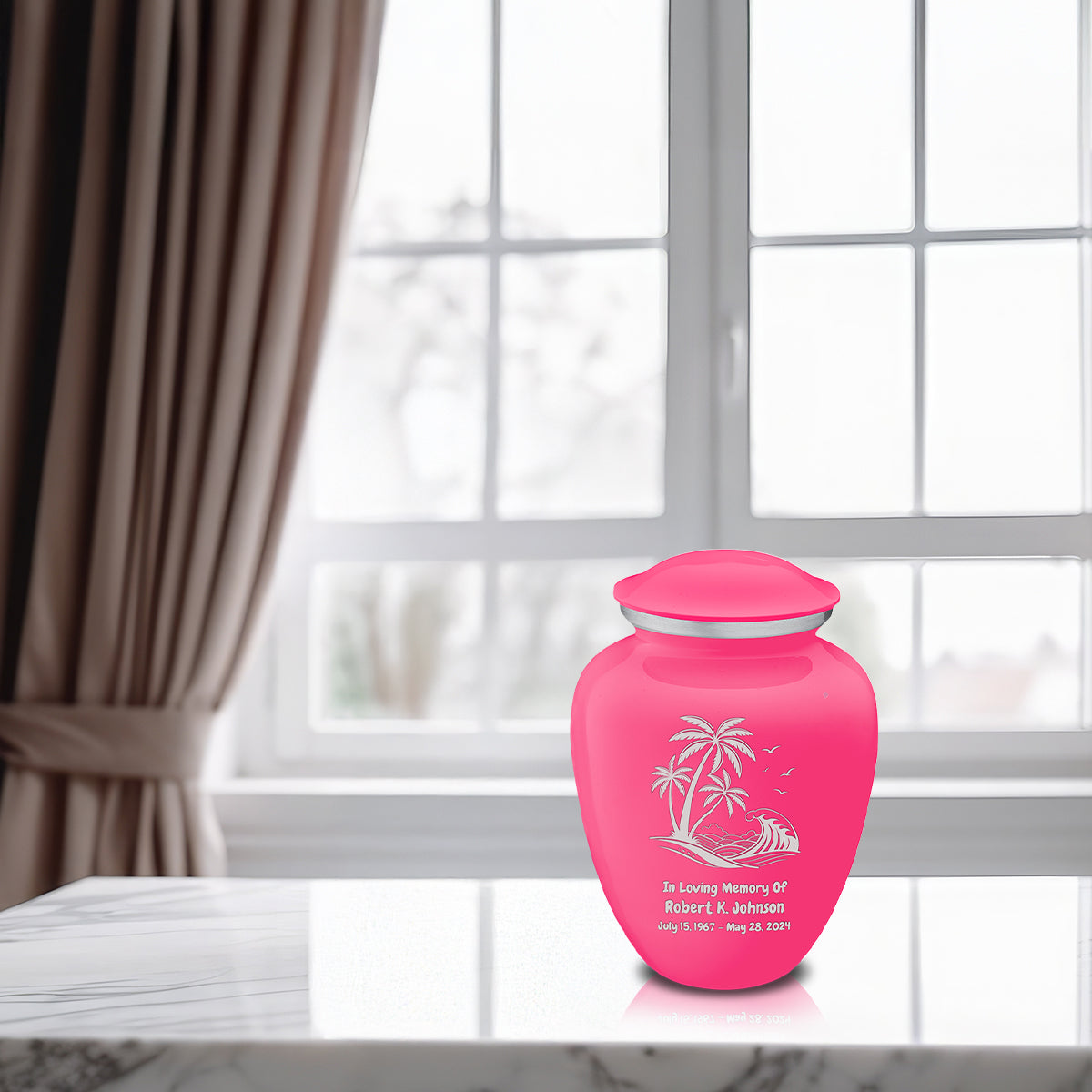 Medium Embrace Bright Pink Palm Beach Cremation Urn