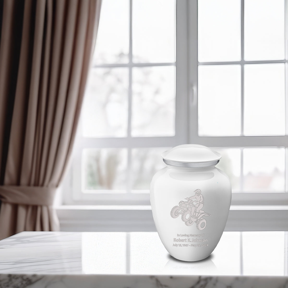 Medium Embrace White ATV Cremation Urn