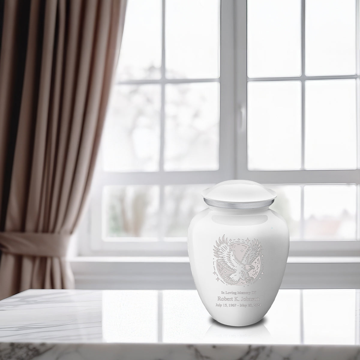 Medium Embrace White Flying Eagle Cremation Urn