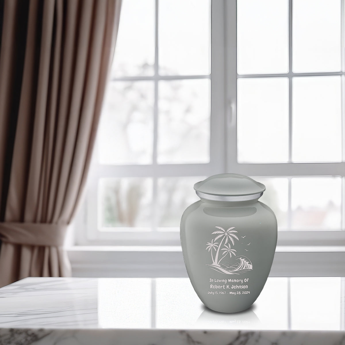Medium Embrace Slate Grey Palm Beach Cremation Urn