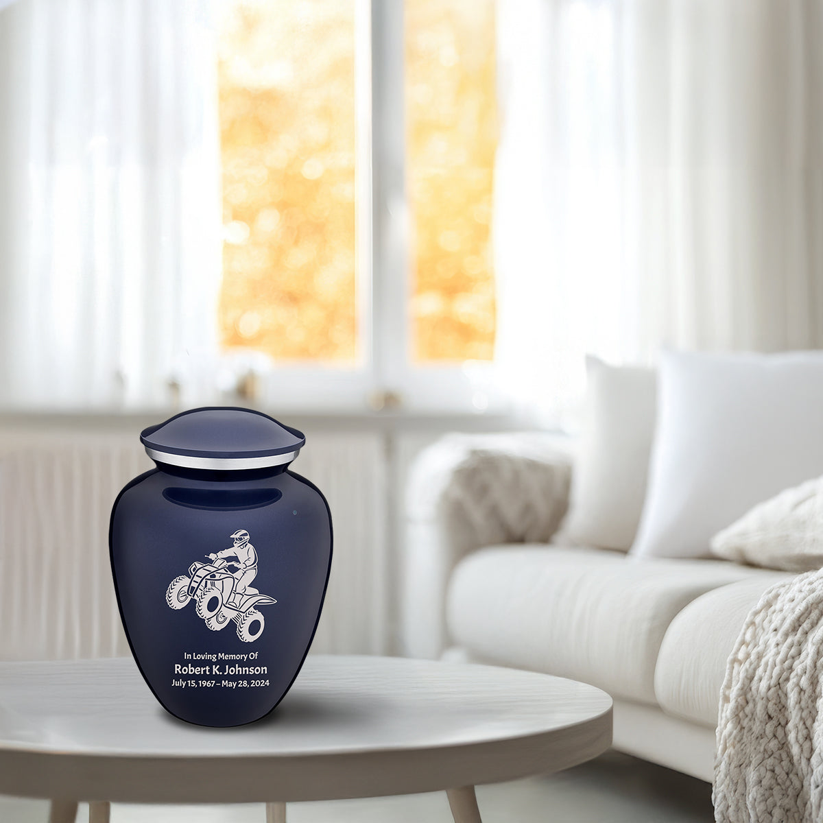 Medium Embrace Cobalt Blue ATV Cremation Urn
