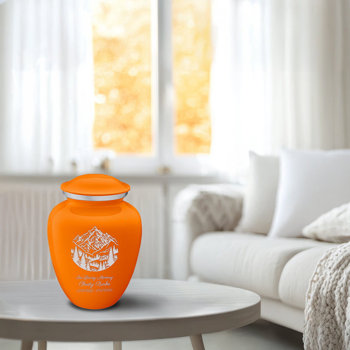 Medium Embrace Burnt Orange Rocky Mountains Cremation Urn