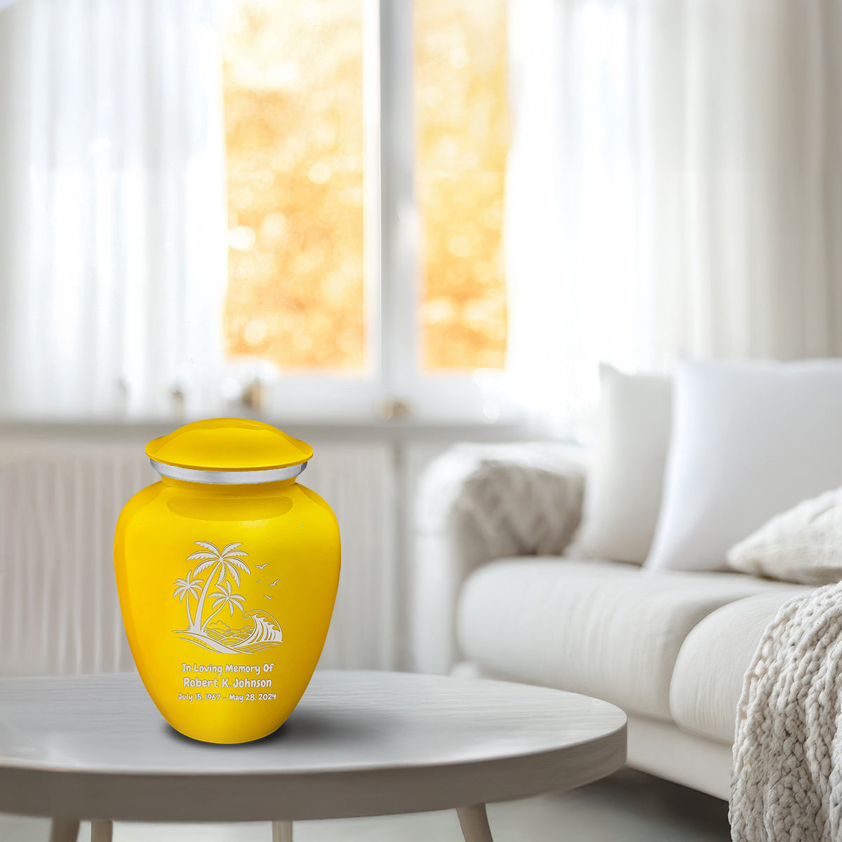 Medium Embrace Yellow Palm Beach Cremation Urn