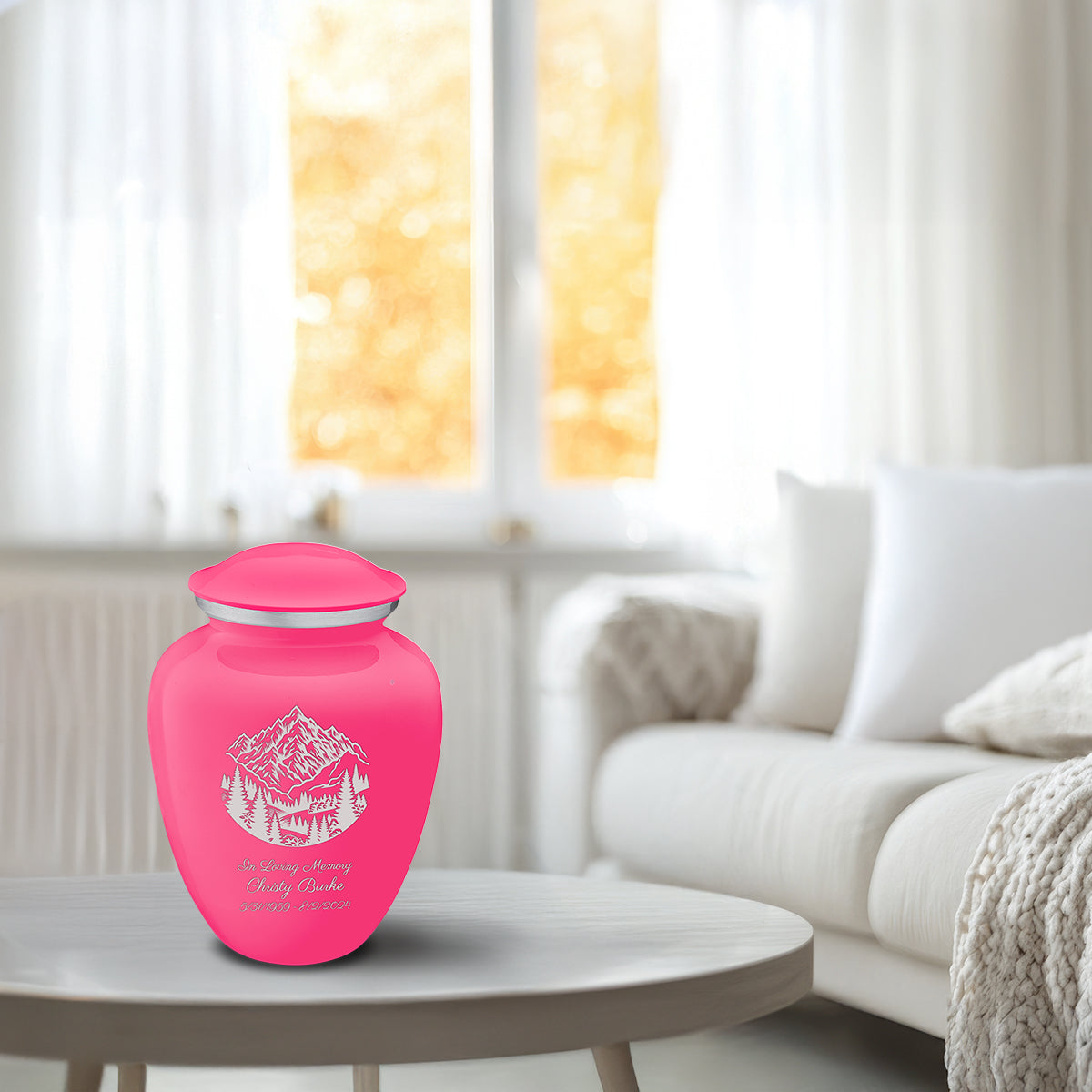 Medium Embrace Bright Pink Rocky Mountains Cremation Urn
