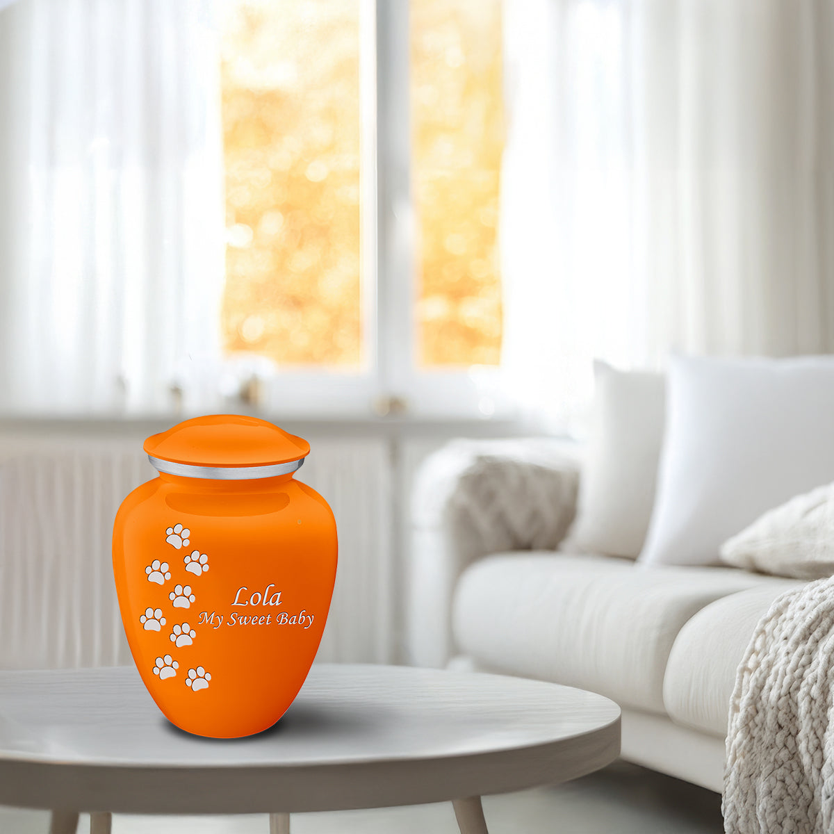 Medium Embrace Burnt Orange Walking Paws Pet Cremation Urn