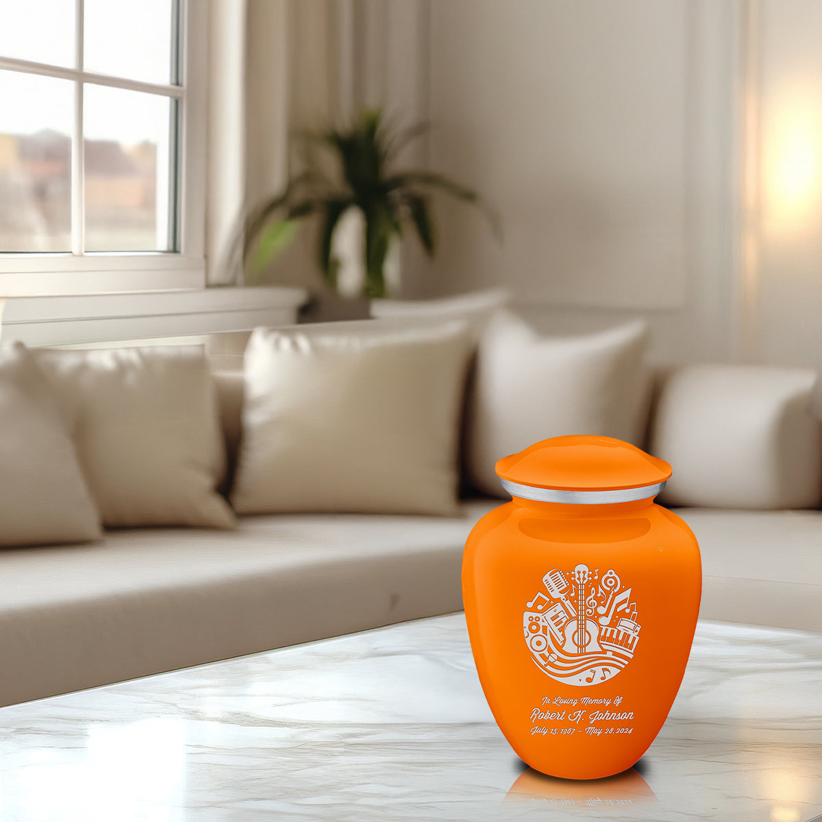 Medium Embrace Burnt Orange Music Cremation Urn