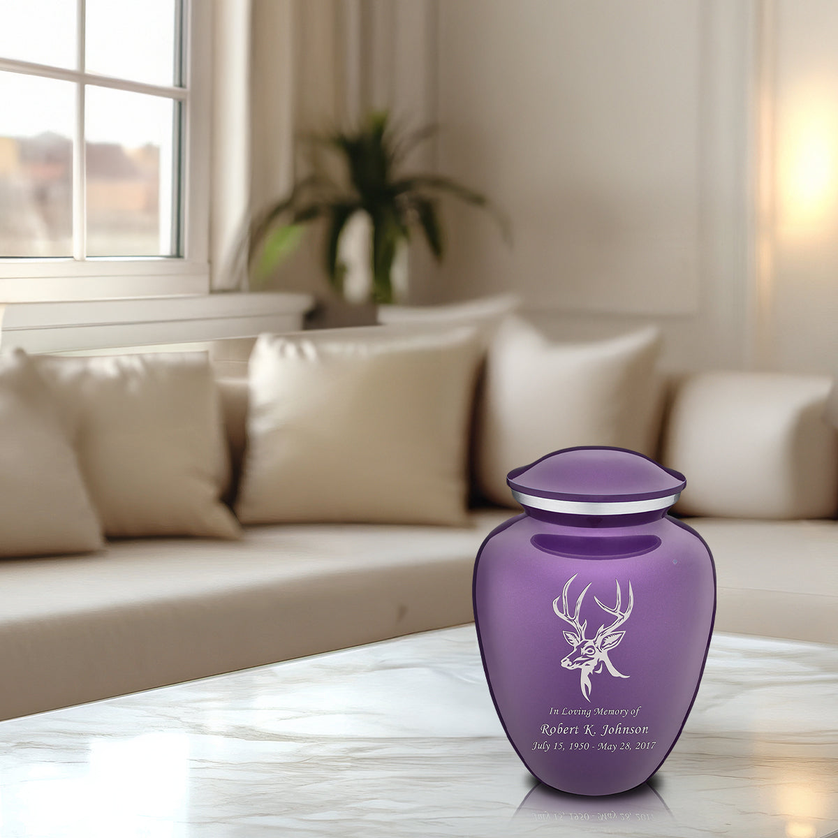 Medium Embrace Purple Deer Cremation Urn
