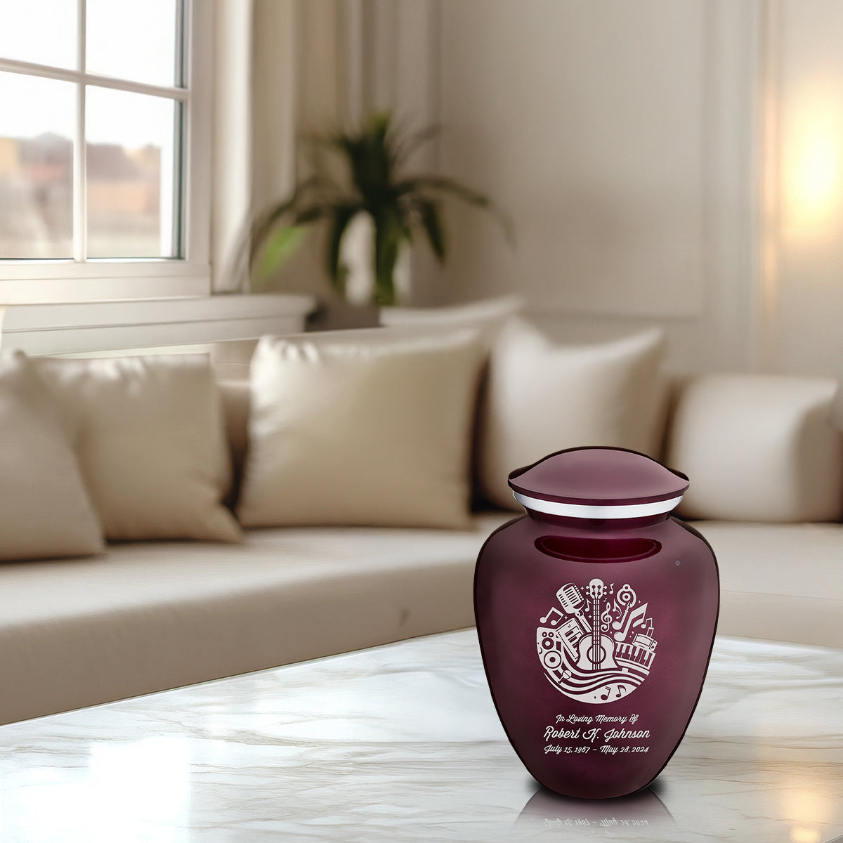 Medium Embrace Cherry Purple Music Cremation Urn