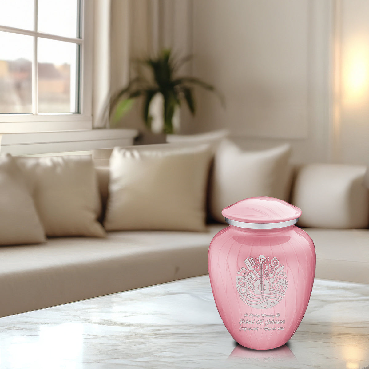 Medium Embrace Pearl Pink Music Cremation Urn
