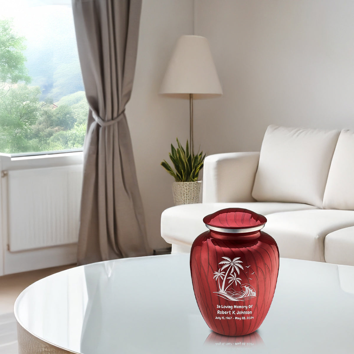 Medium Embrace Pearl Candy Red Palm Beach Cremation Urn