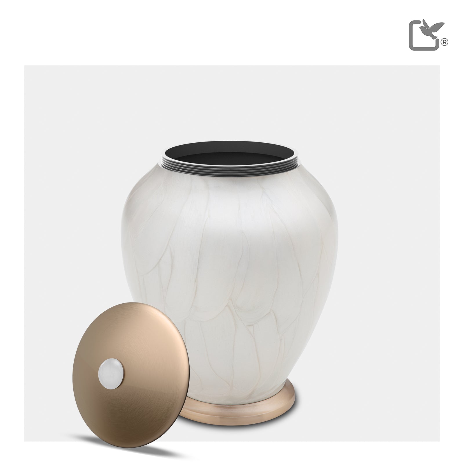 Simplicity Portrait Medium Urn Pearl White & Bru Gold