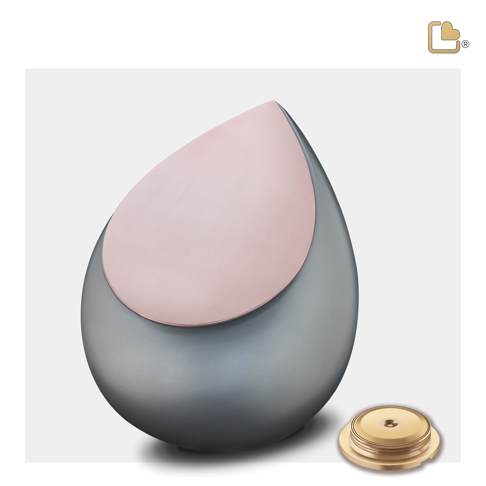 Drop Medium Urn French Grey & Brushed Rose Gold
