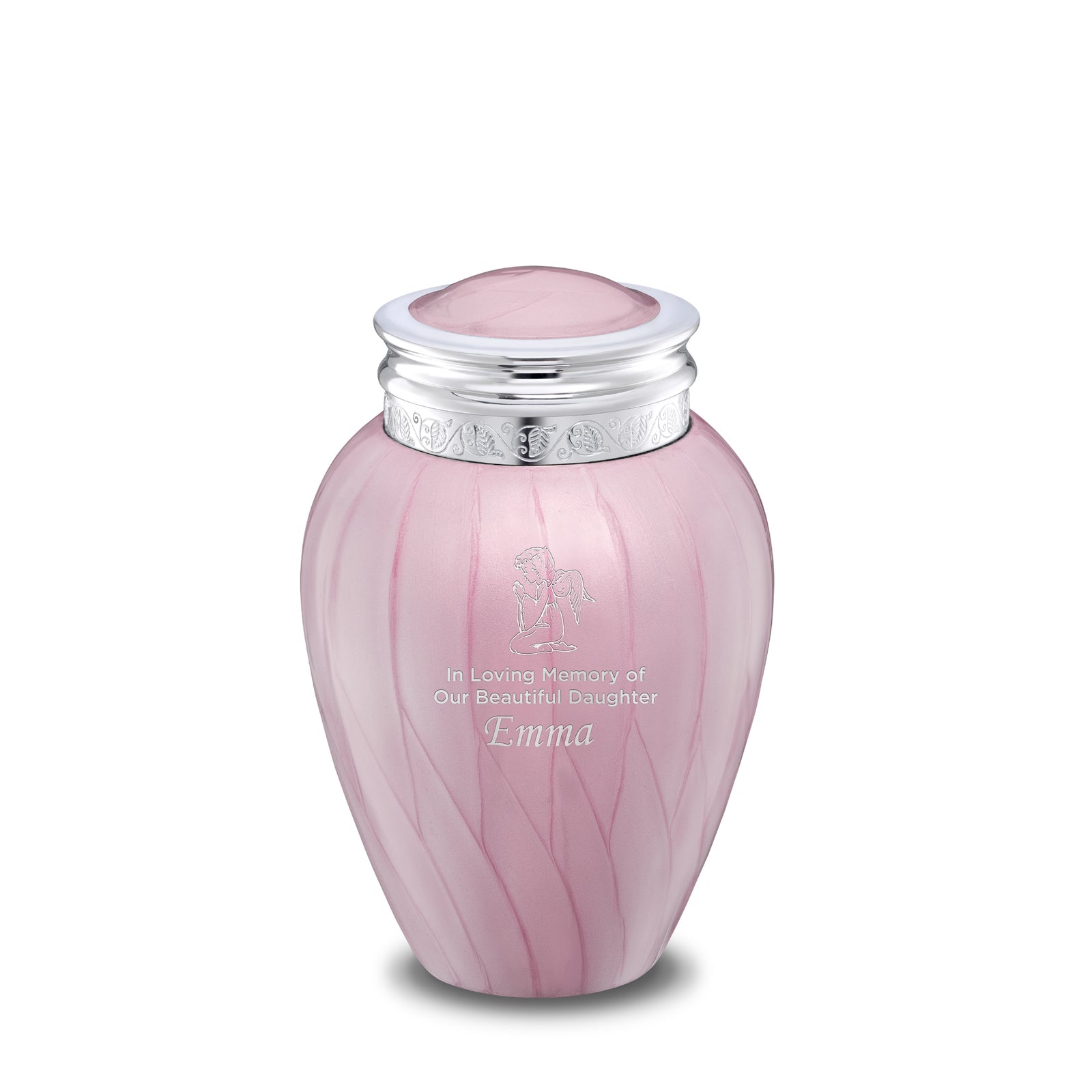 Blessing Medium Urn Pearl Pink & Polished Silver
