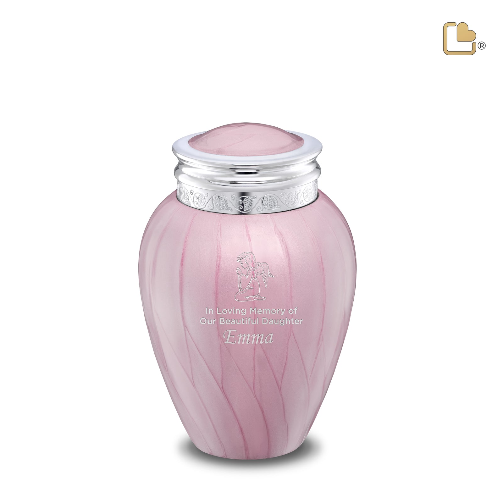 Blessing Medium Urn Pearl Pink & Polished Silver
