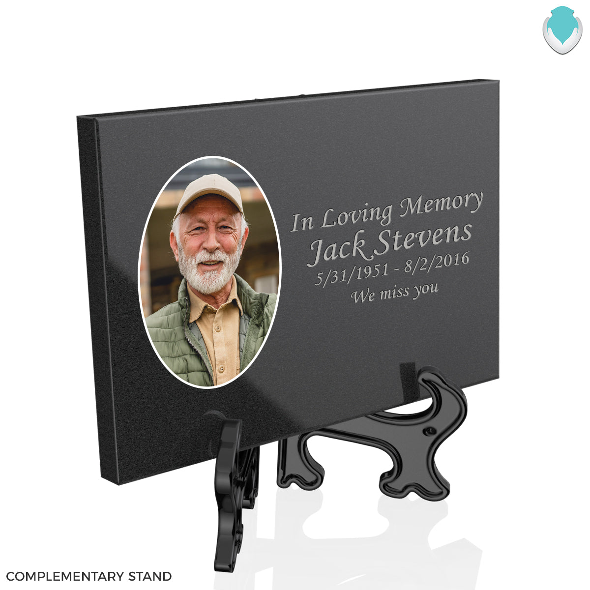 Custom Printed Portrait Black Granite Plaque - Horizontal