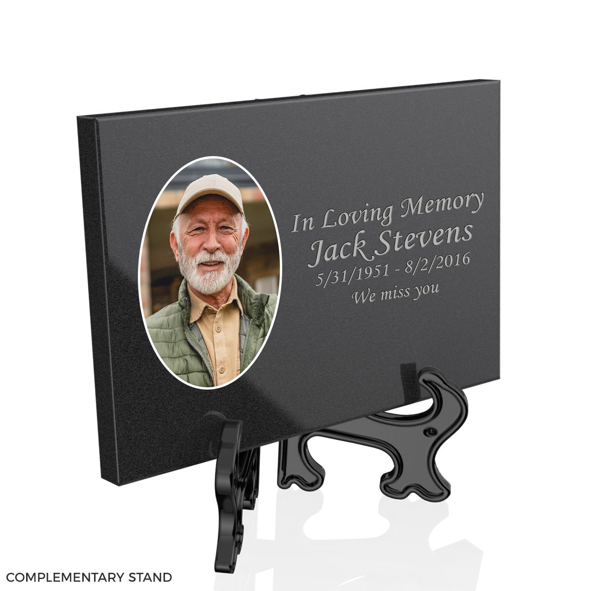 Custom Printed Portrait Black Granite Plaque - Horizontal