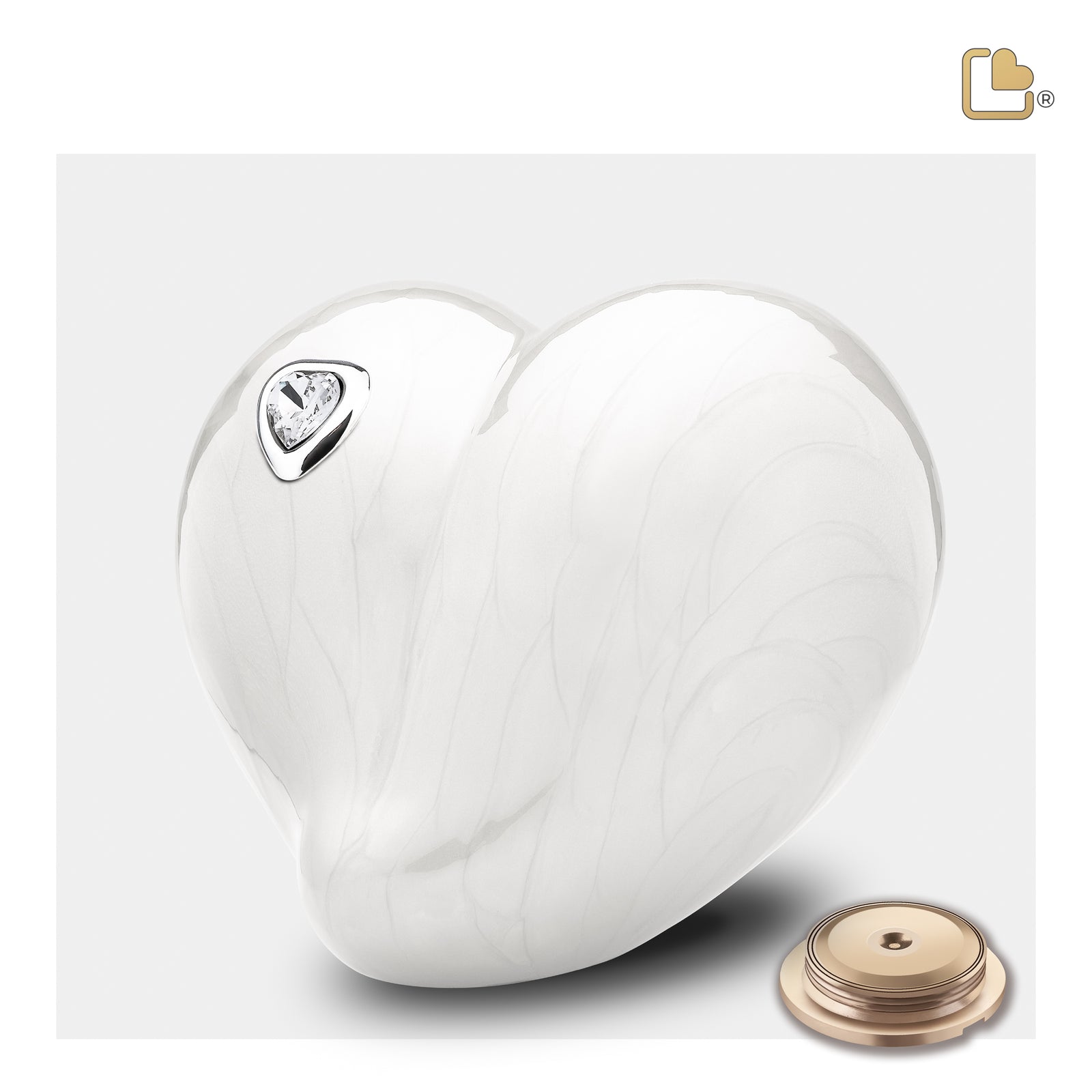 Medium LoveHeart Pearl Cremation Urn
