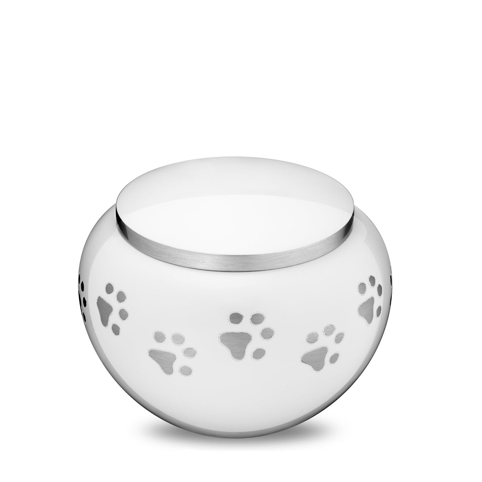 Classic Round Medium Pet Urn White & Bru Pewter