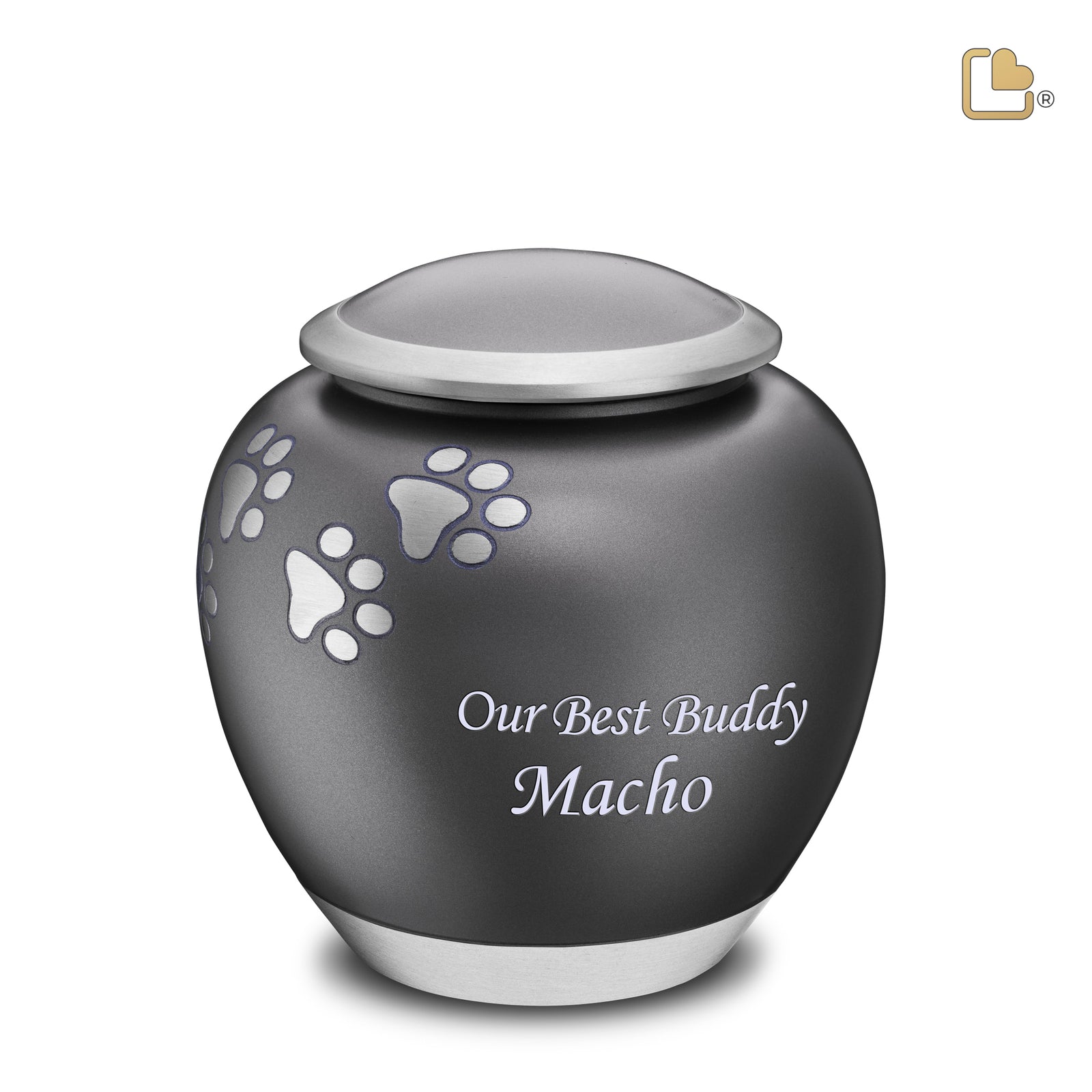 Shadow Large Pawprint Pet Urn French Grey & Bru Pewter