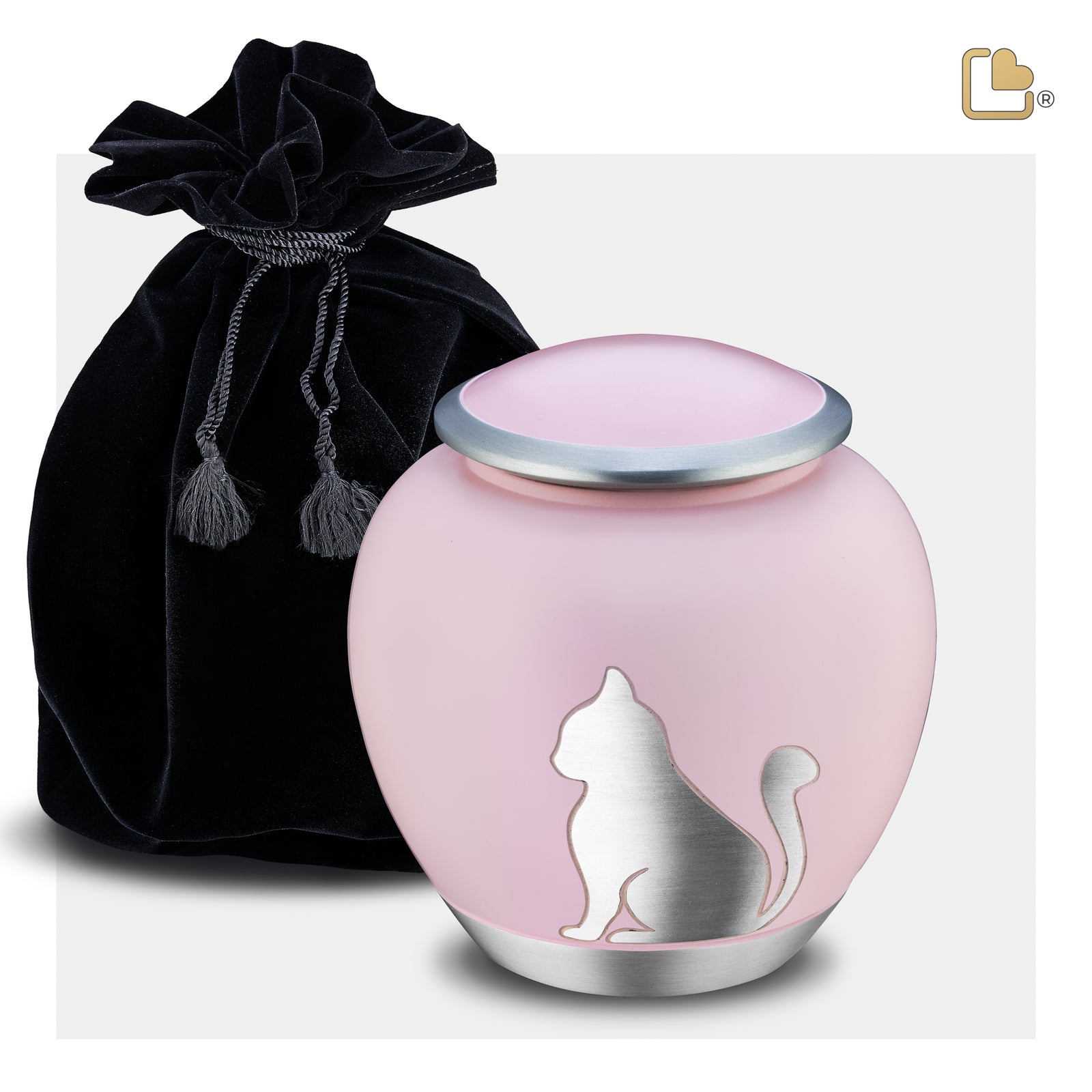 Shadow Medium Portrait Cat Pet Urn Pink & Bru Pewter
