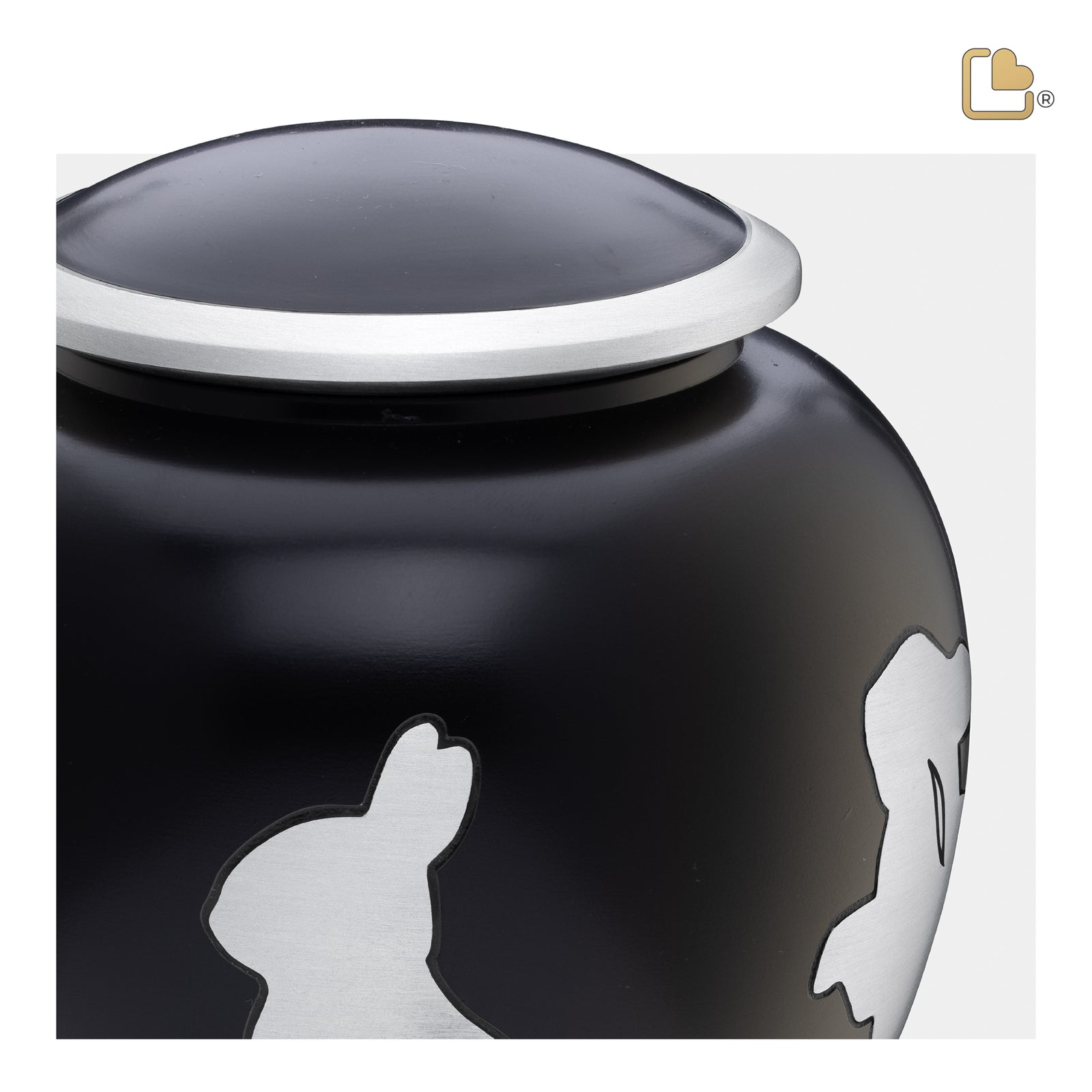 Shadow Medium Portrait Rabbit Pet Urn Black & Bru Pewter