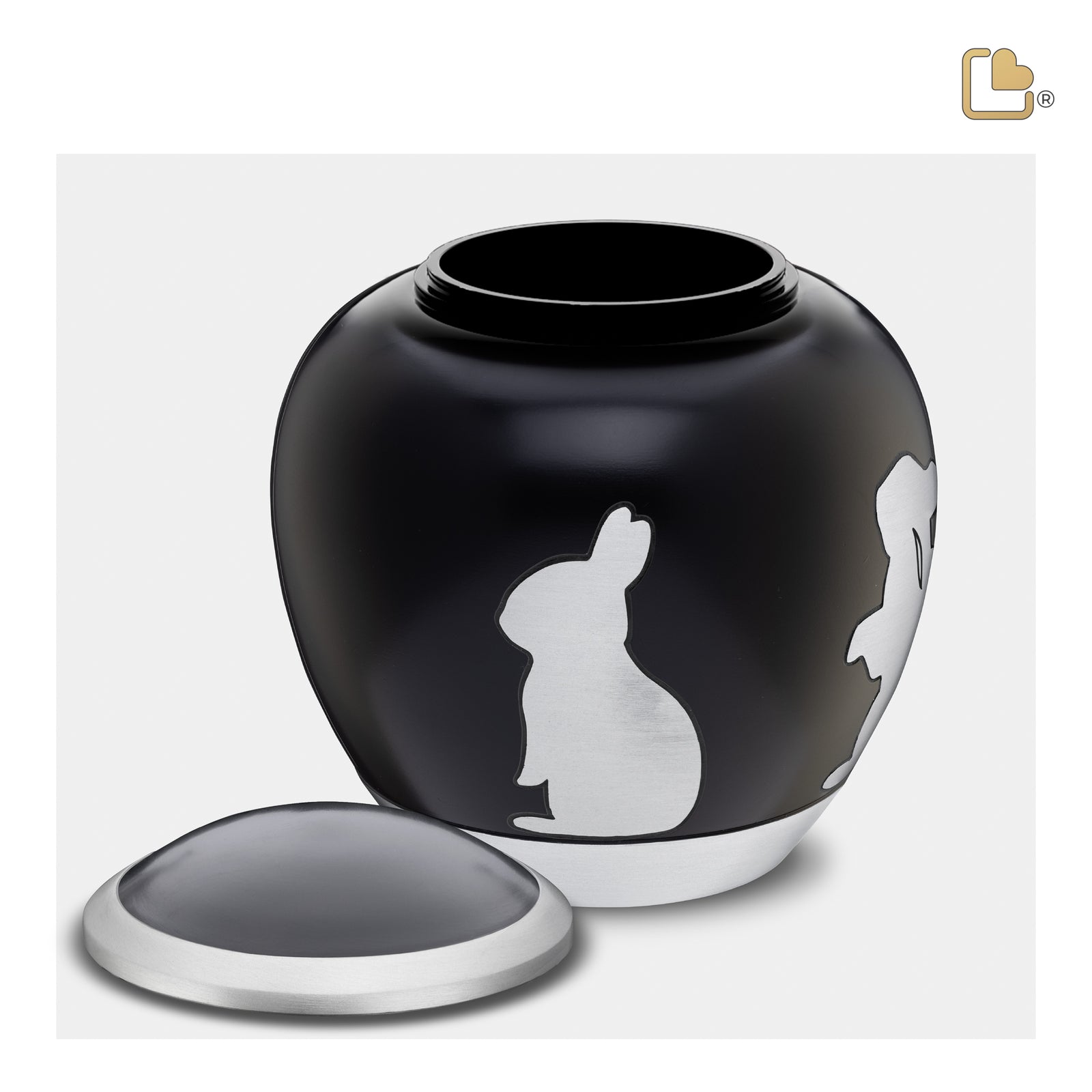 Shadow Medium Portrait Rabbit Pet Urn Black & Bru Pewter