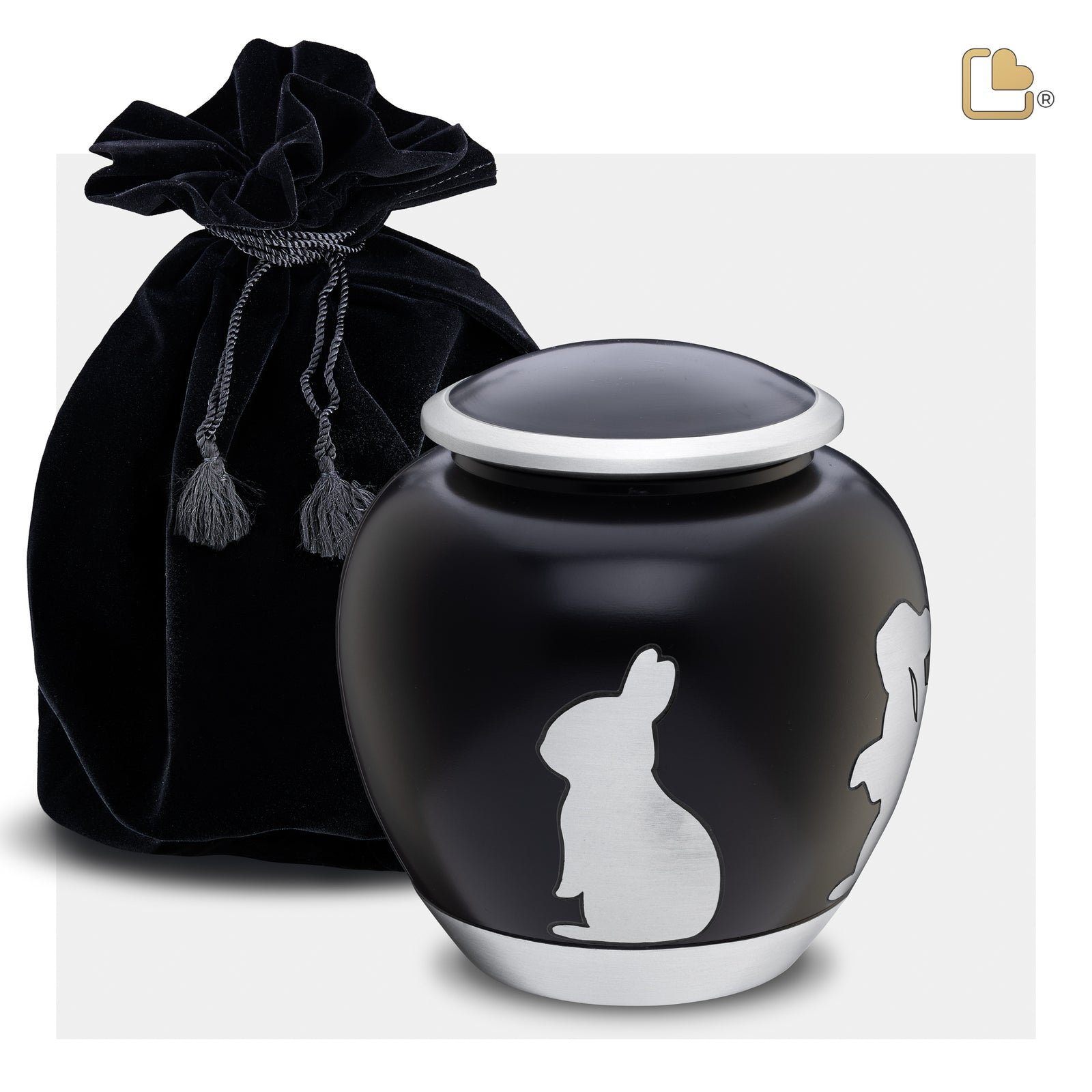 Shadow Medium Portrait Rabbit Pet Urn Black & Bru Pewter