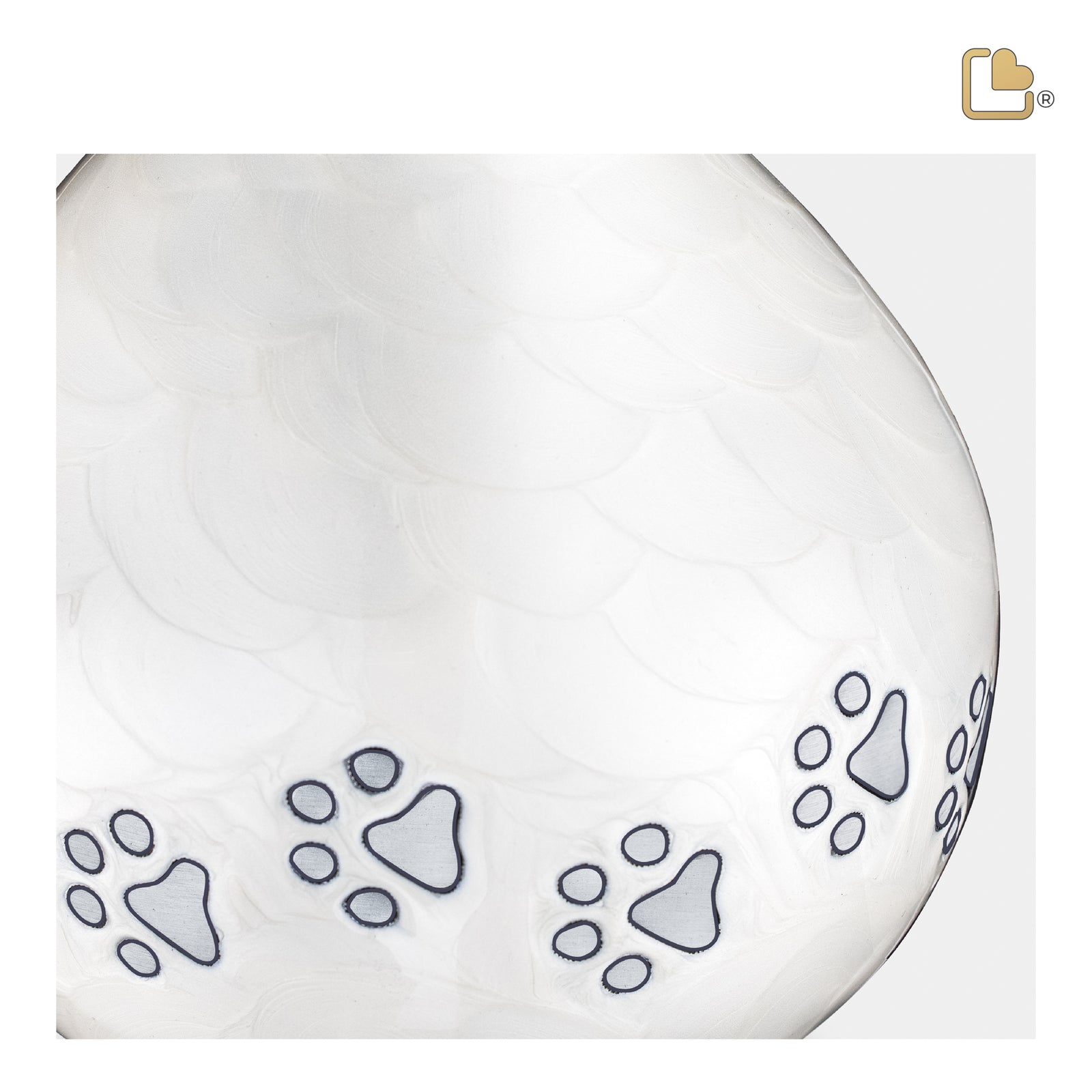 LoveDrop Large Pet Urn Pearl White & Bru Pewter