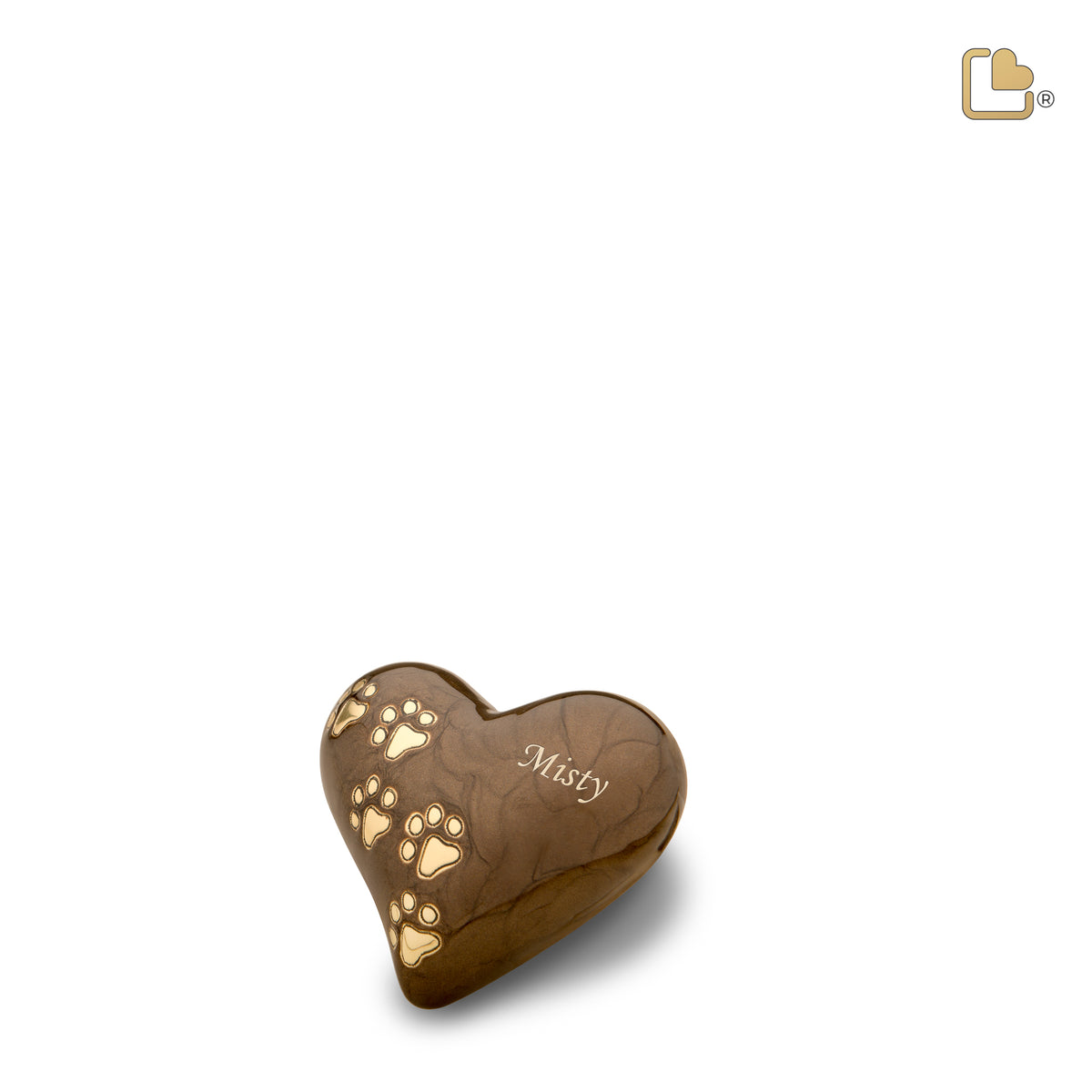 Keepsake Heart Pet Urn Pearl Bronze & Brushed Gold