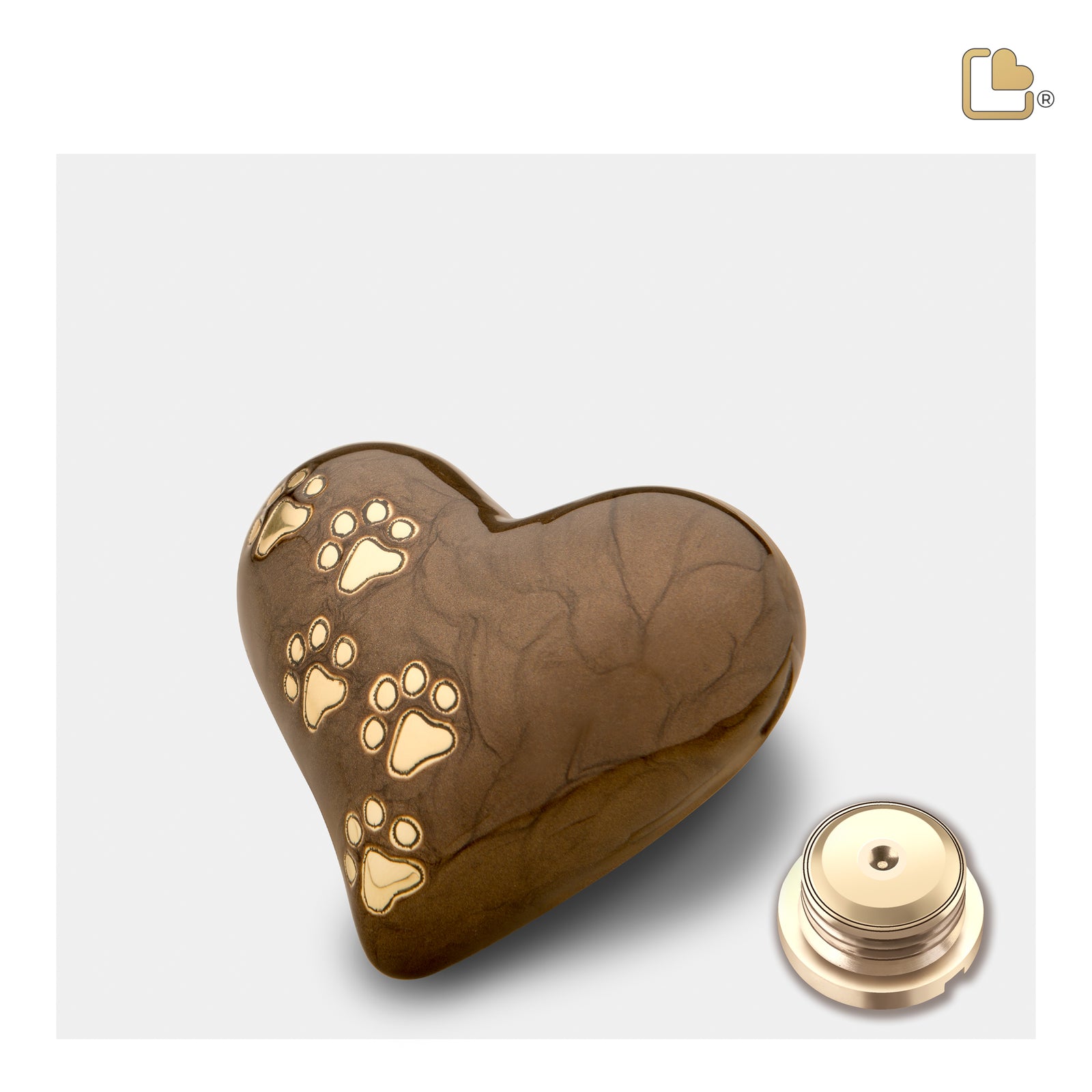 Keepsake Heart Pet Urn Pearl Bronze & Brushed Gold