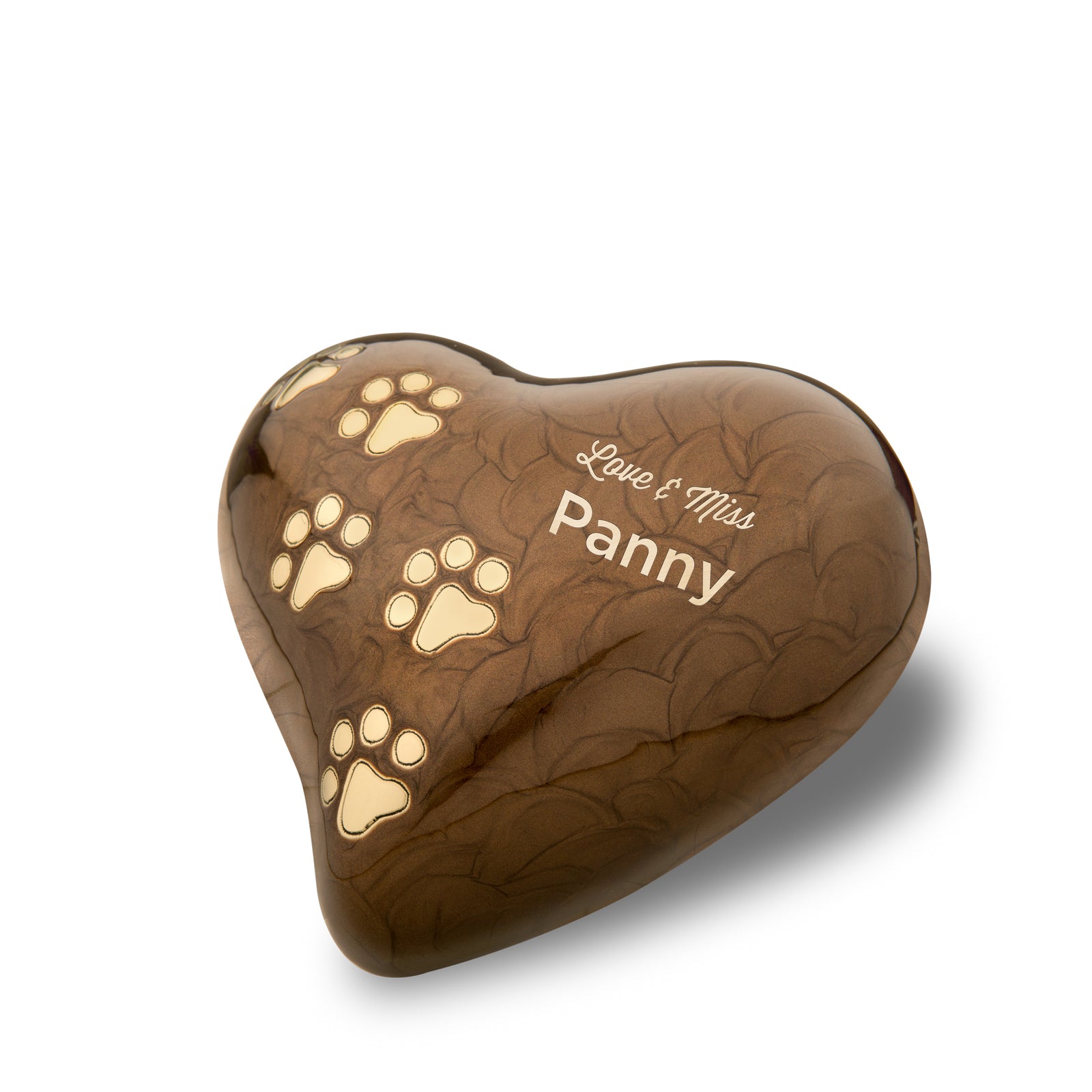 Large Heart Pet Urn Pearl Bronze & Brushed Gold