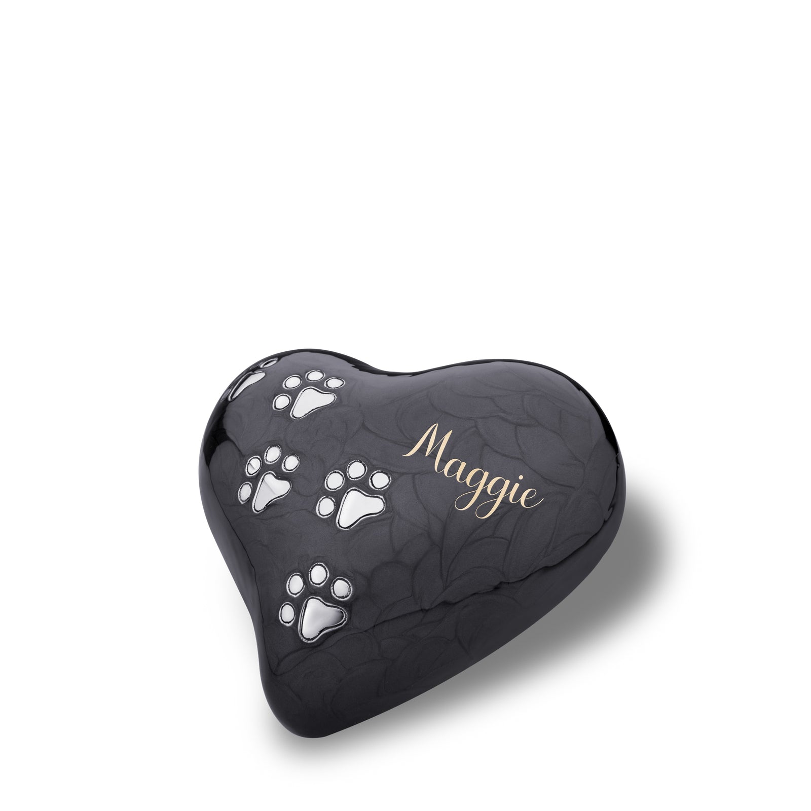 Medium Heart Pet Urn Pearl Midnight & Brushed Pewter