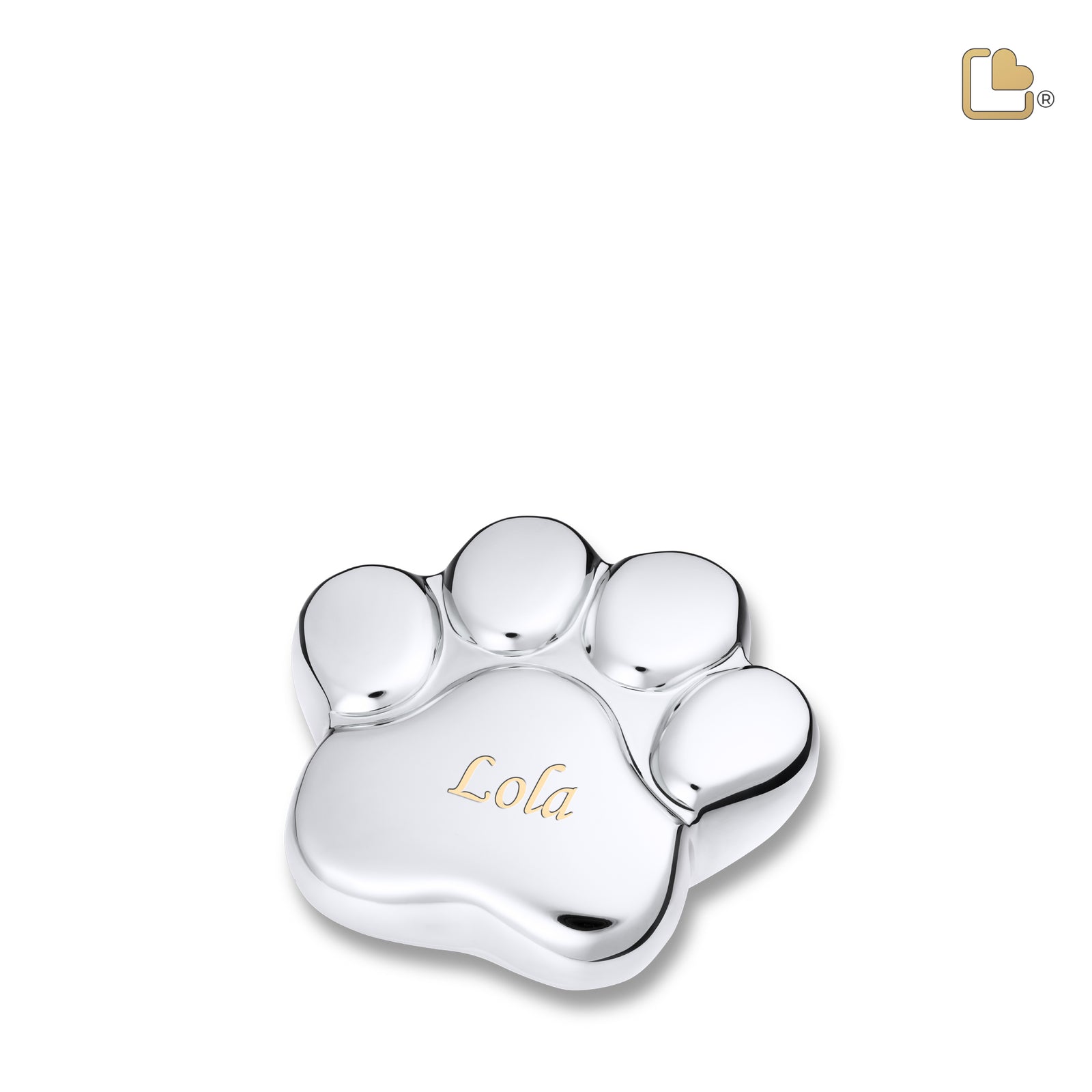 LovePaw Shiny Silver Keepsake Pet Cremation Urn