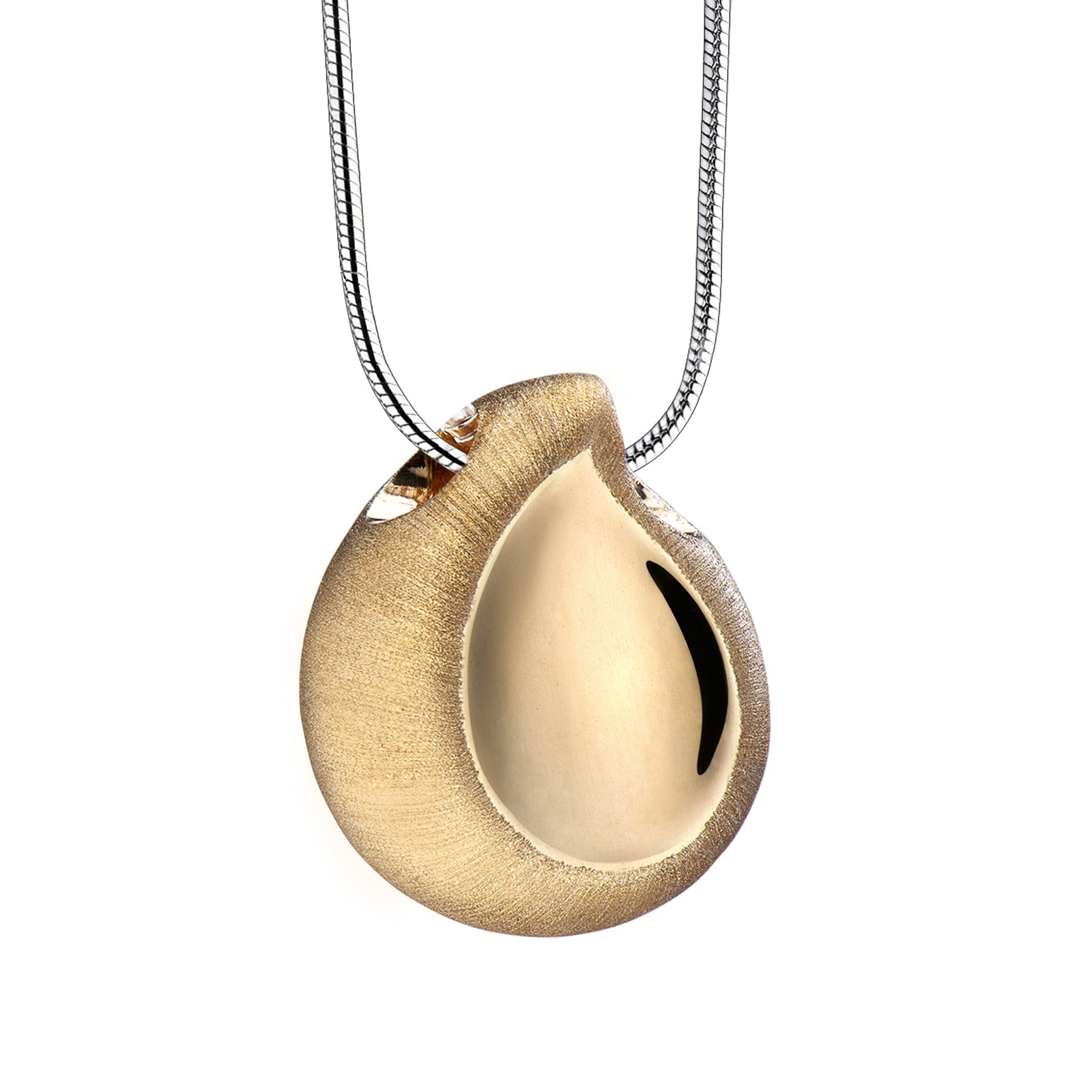 TearDrop Gold Vermeil Two Tone Sterling Silver Cremation Pendant