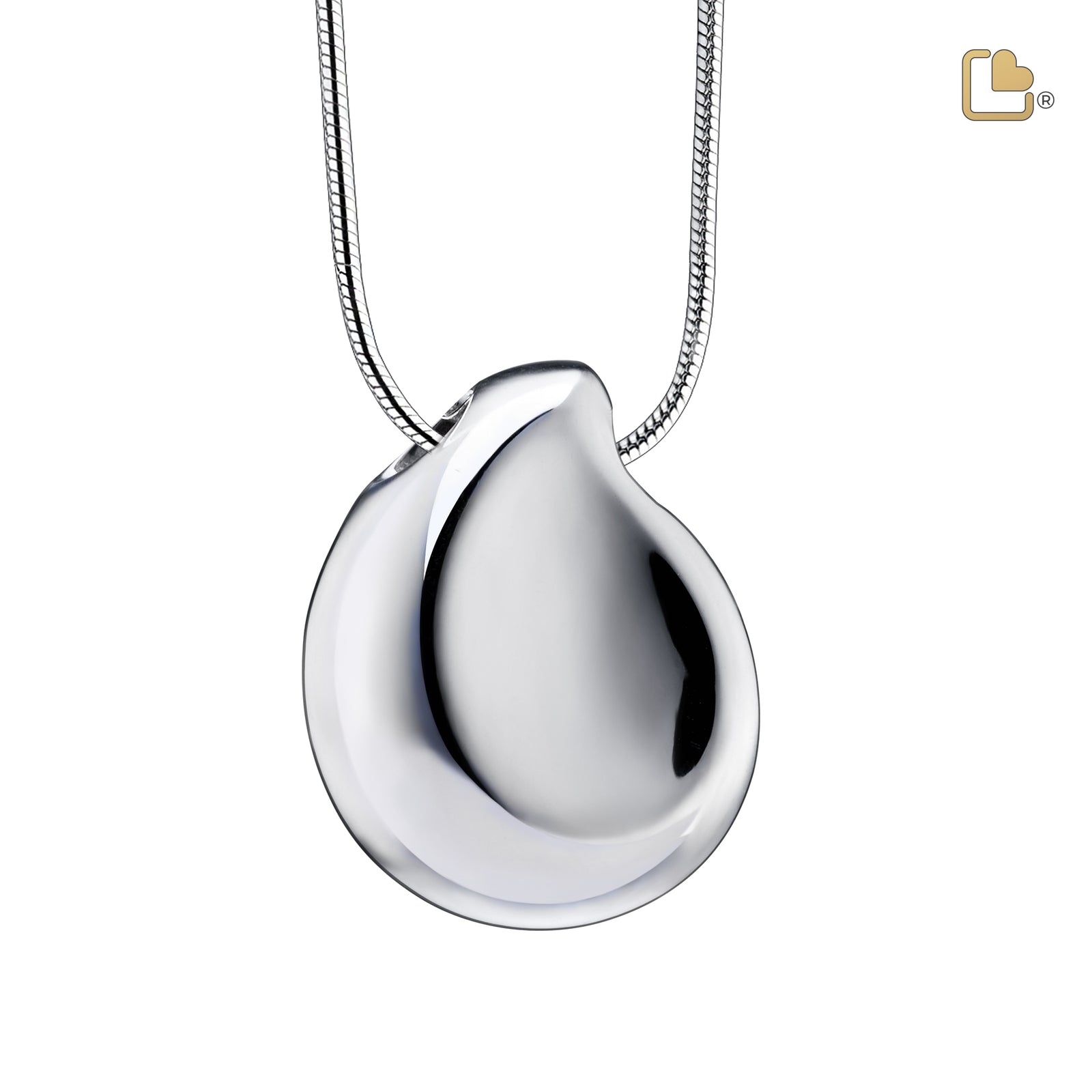 TearDrop Rhodium Plated Sterling Silver Cremation Pendant