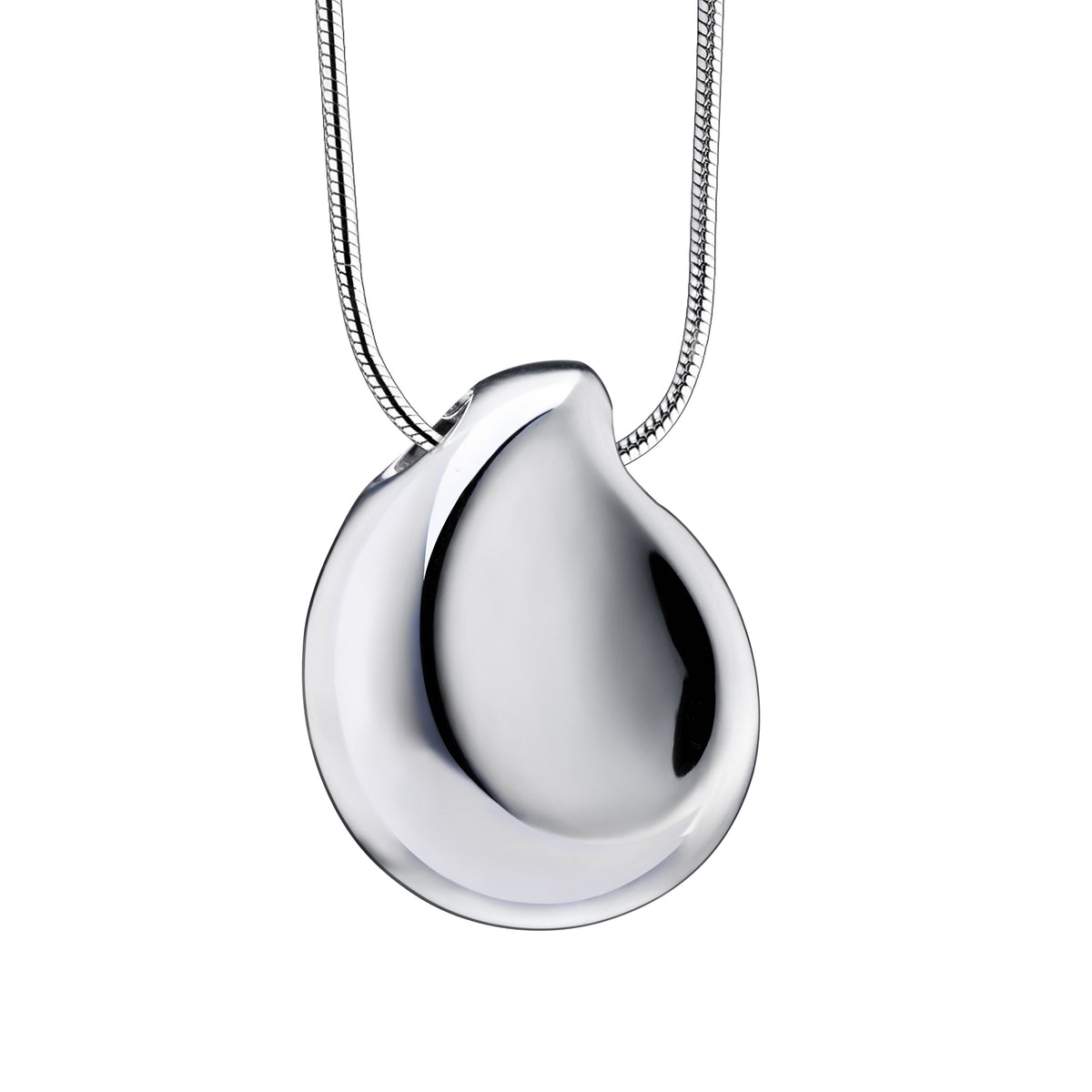TearDrop Rhodium Plated Sterling Silver Cremation Pendant