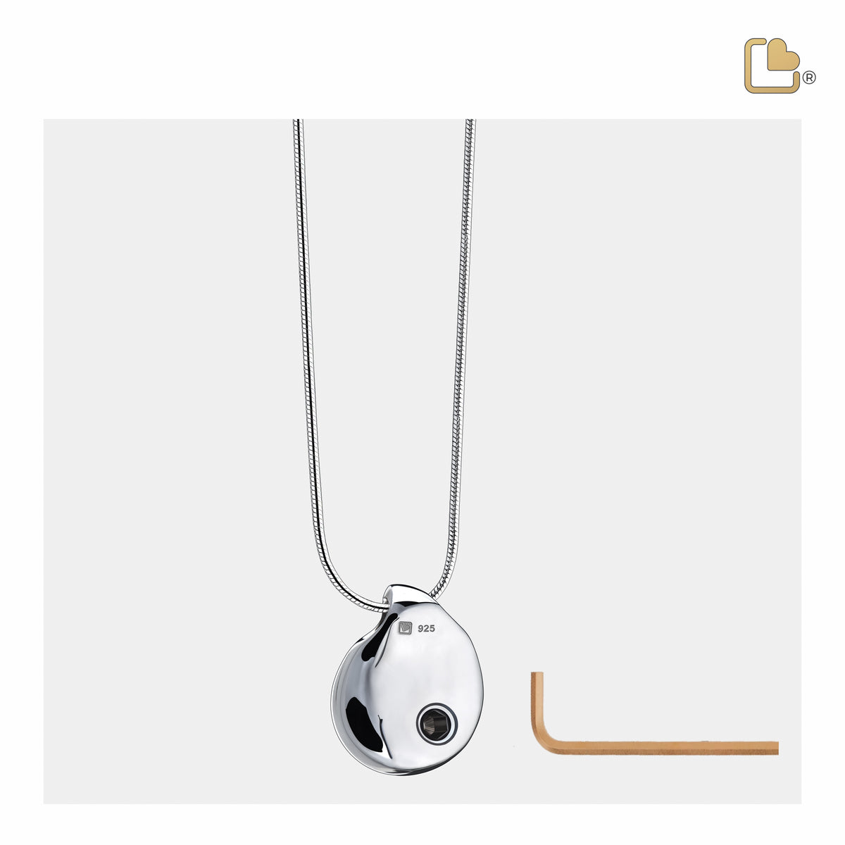 TearDrop Rhodium Plated Sterling Silver Cremation Pendant