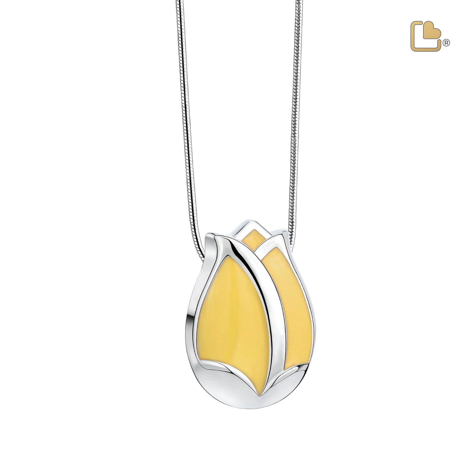 Tulip Ashes Pendant Pearl Yellow & Polished Silver