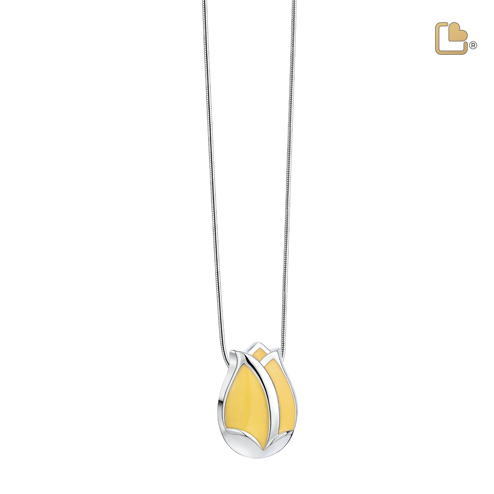 Tulip Ashes Pendant Pearl Yellow & Polished Silver