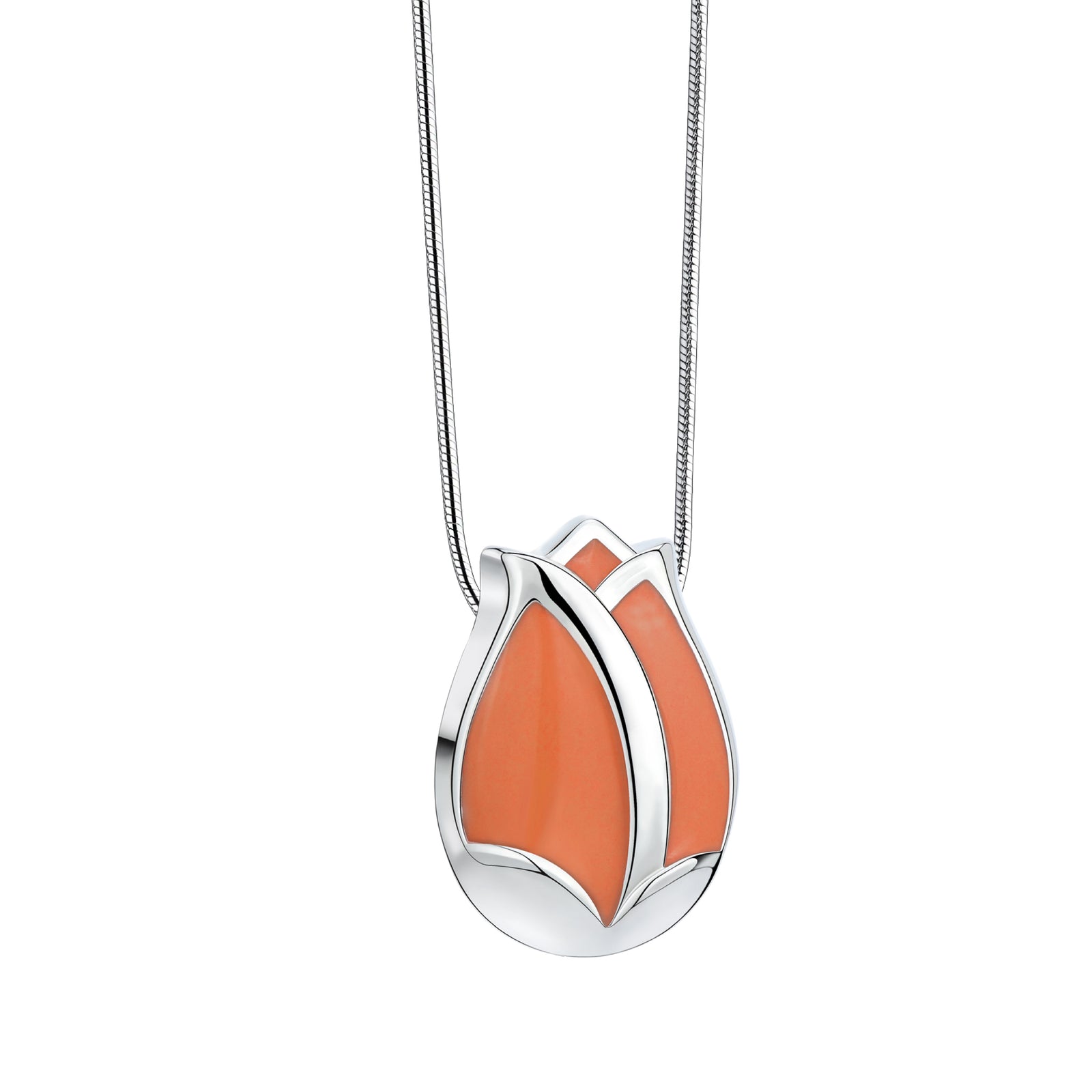 Tulip Ashes Pendant Pearl Orange & Polished Silver