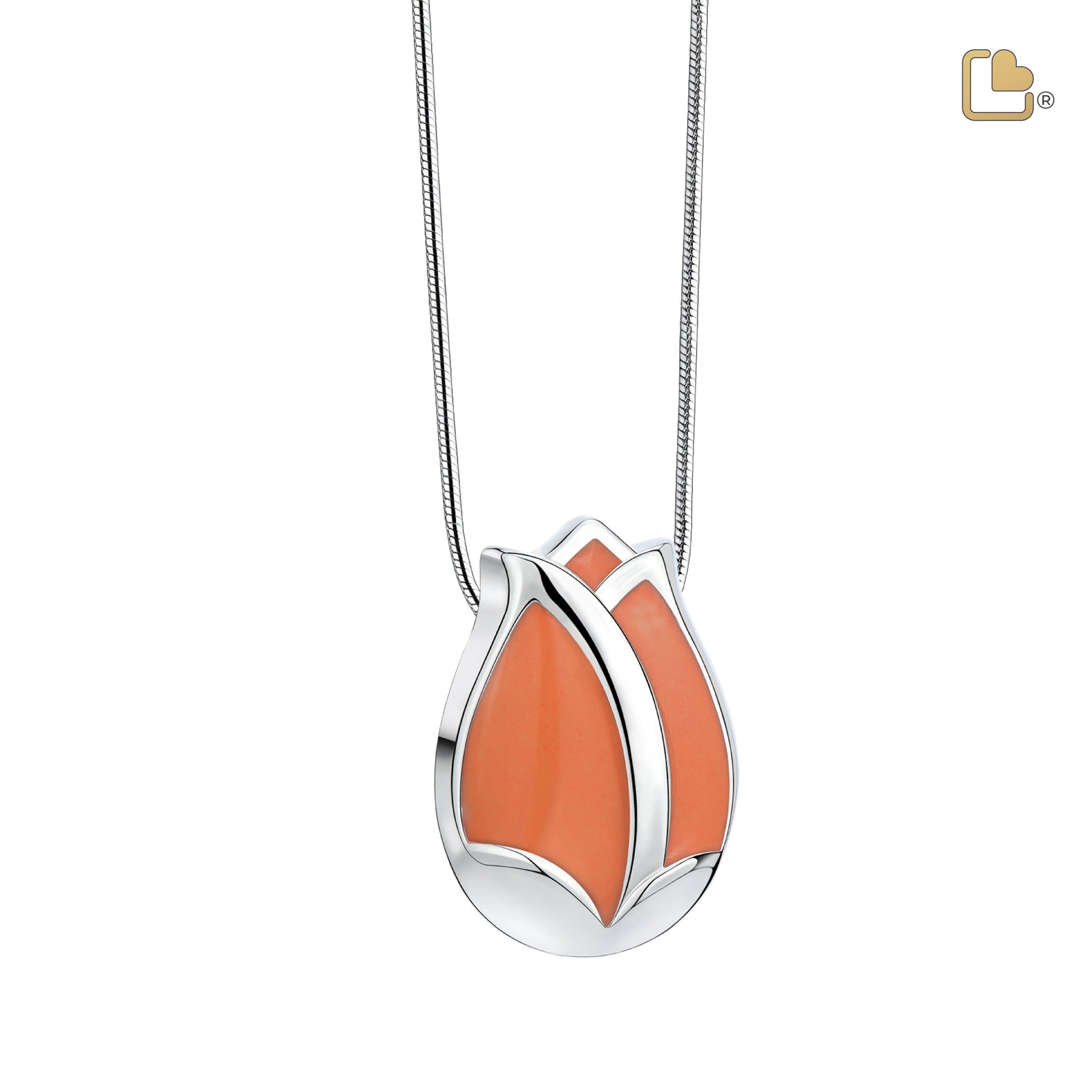 Tulip Ashes Pendant Pearl Orange & Polished Silver