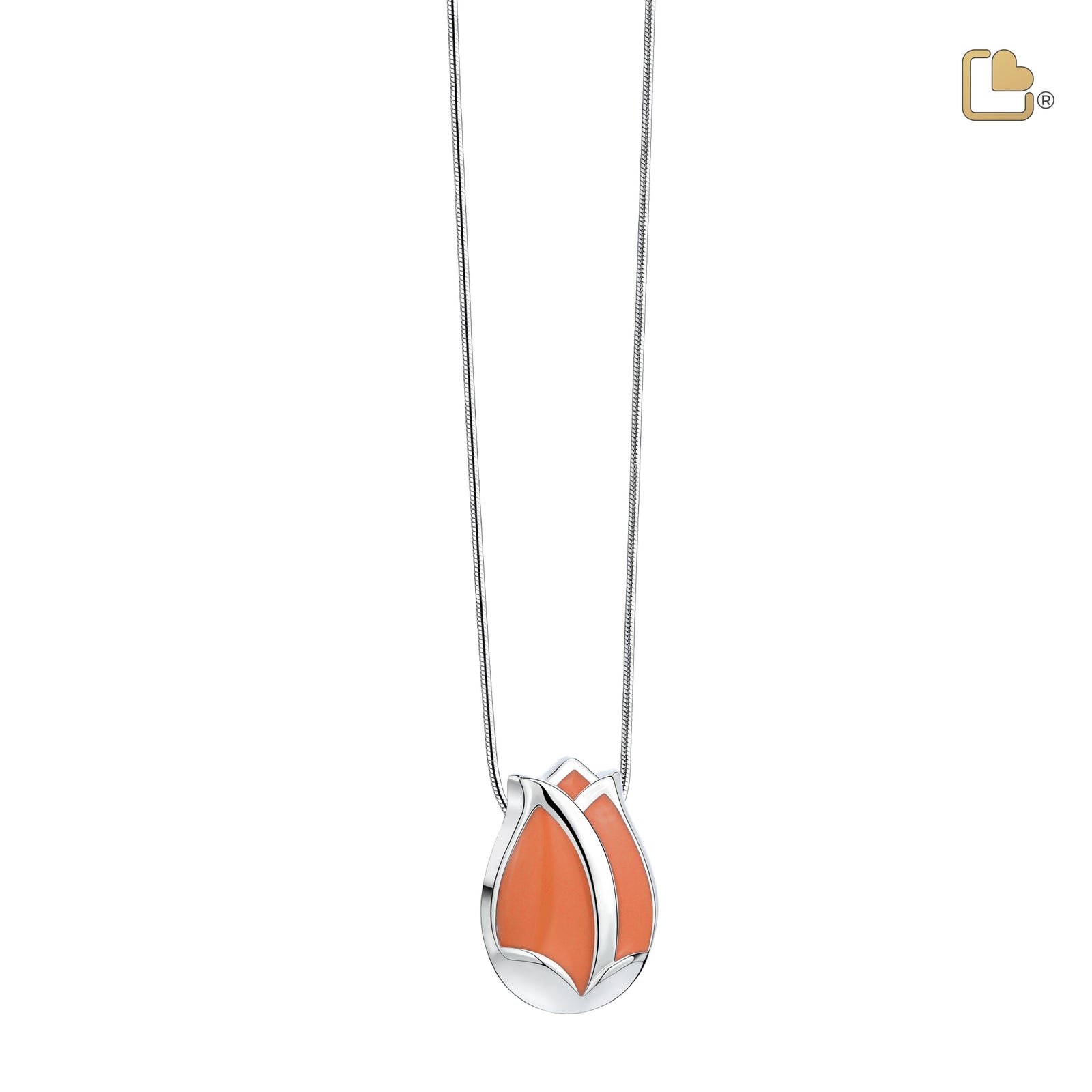 Tulip Ashes Pendant Pearl Orange & Polished Silver