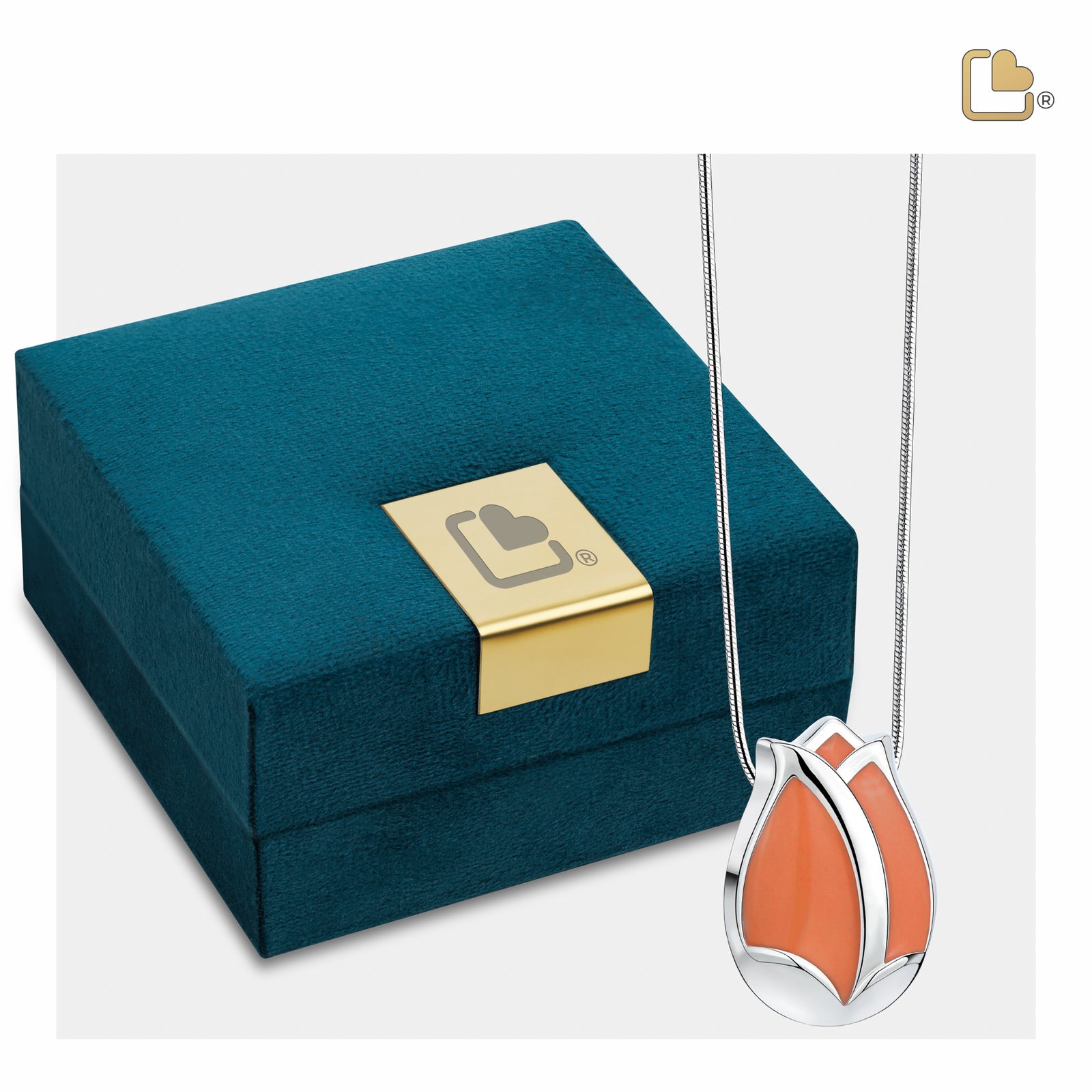 Tulip Ashes Pendant Pearl Orange & Polished Silver