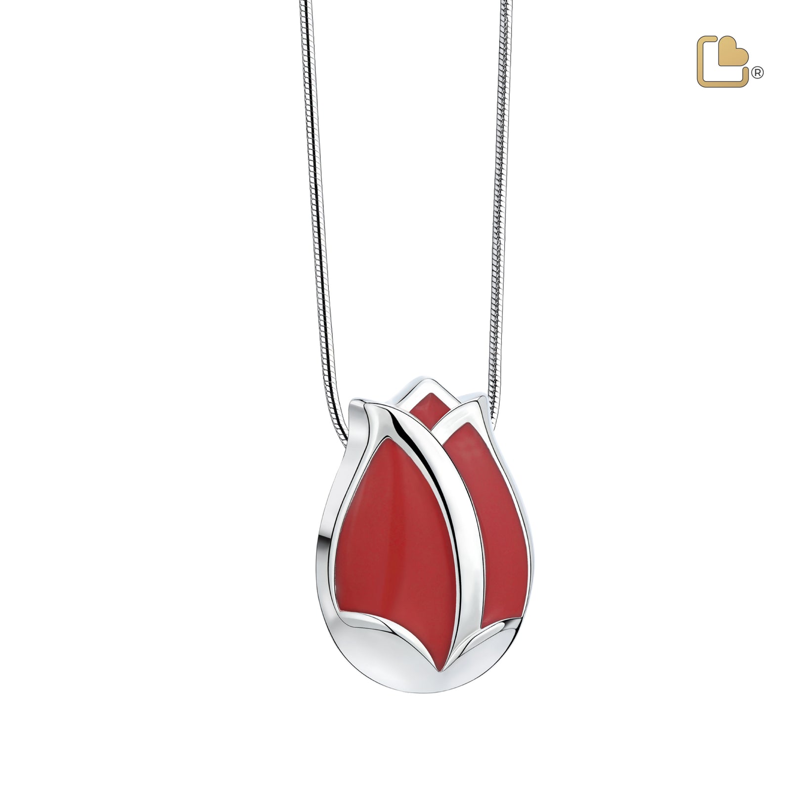Tulip Ashes Pendant Pearl Red & Polished Silver