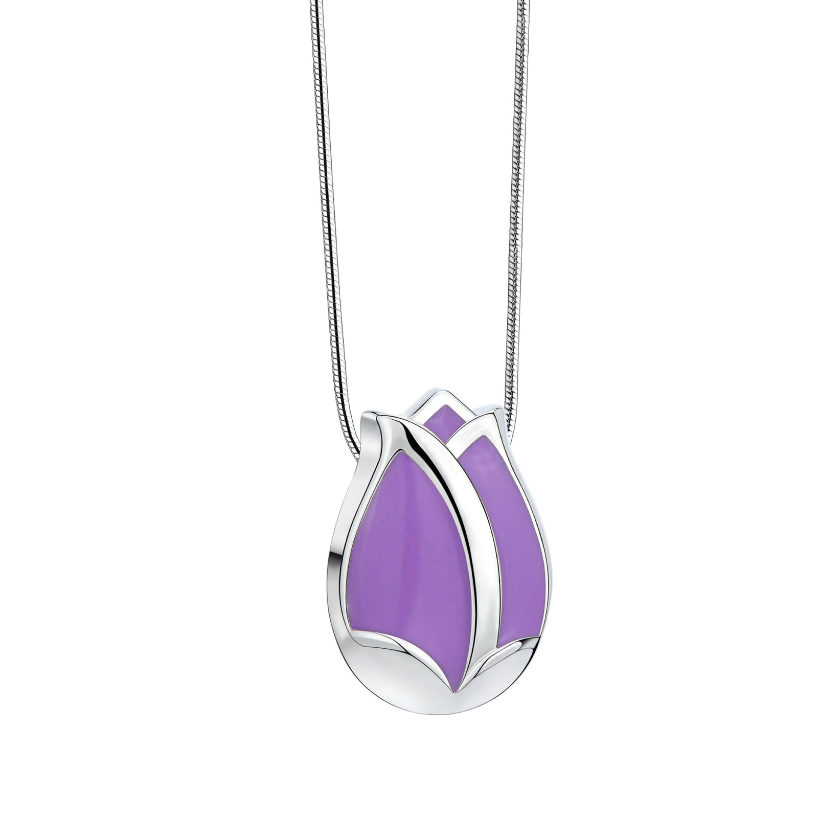 Tulip Ashes Pendant Pearl Purple & Polished Silver
